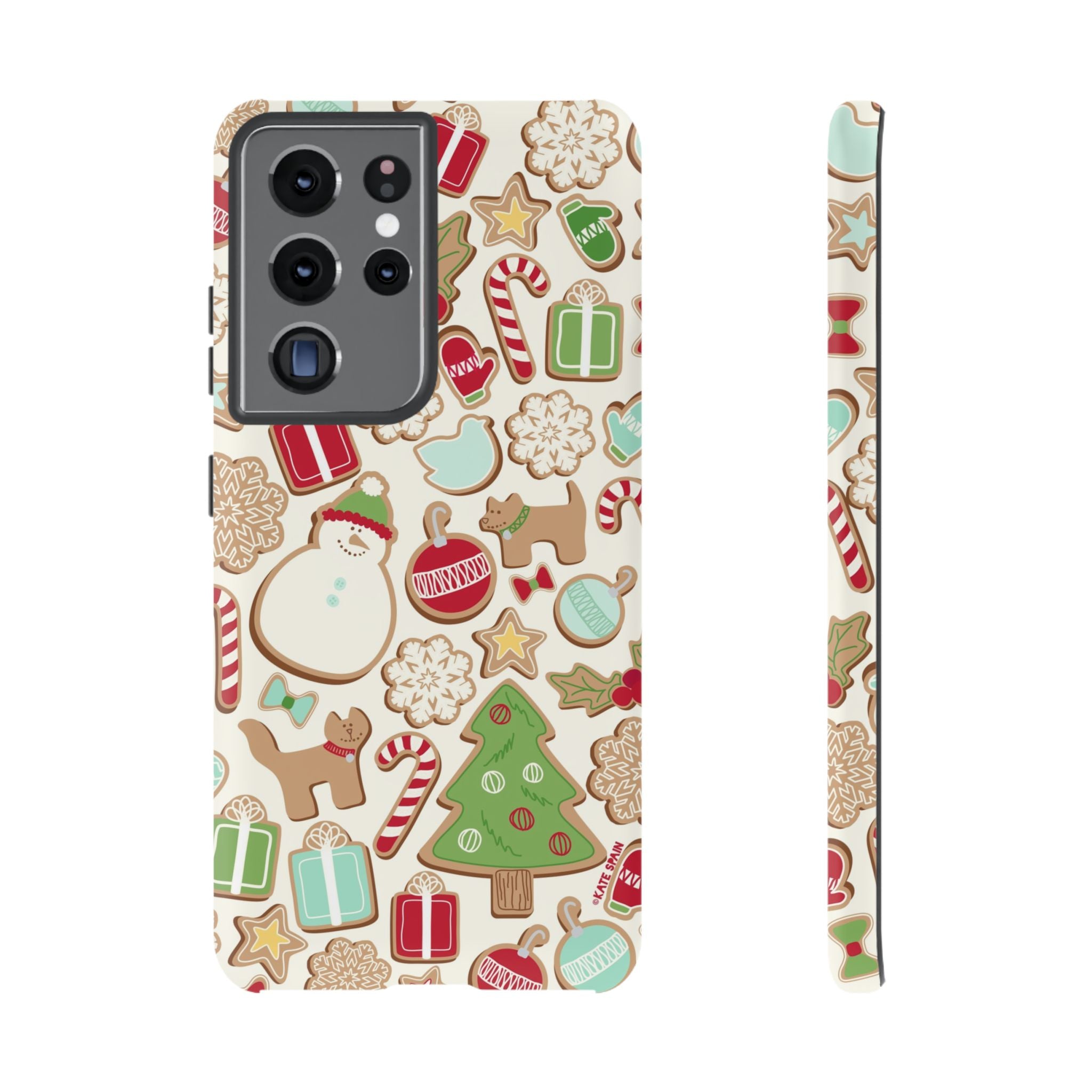 Gingerbread Cookies Samsung Galaxy S21 Ultra Case – Matte | cream, red, green gingerbread holiday cookie print