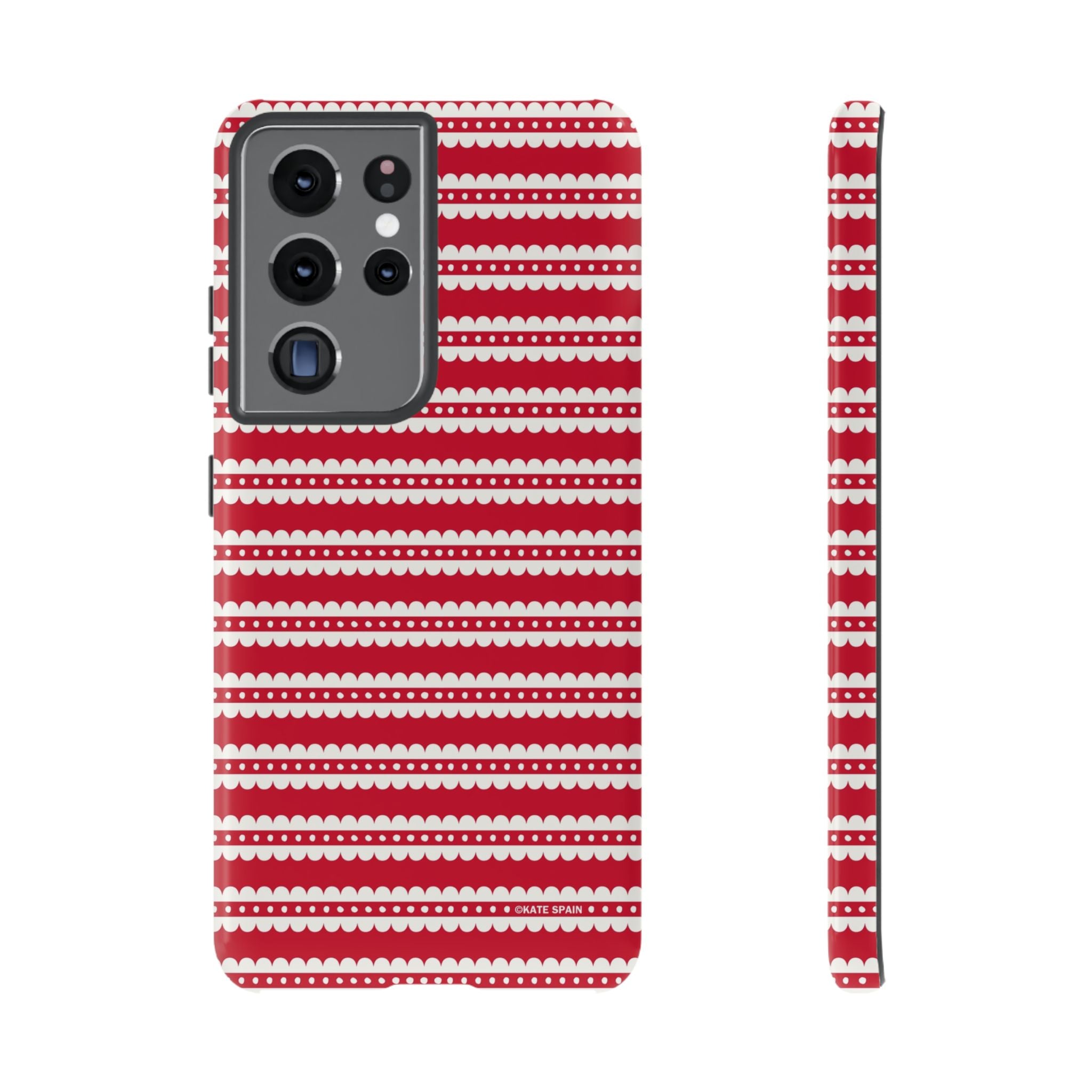 Candy Cane Stripe Samsung Galaxy S21 Ultra Case – Glossy | red, cream scalloped candy cane stripe print