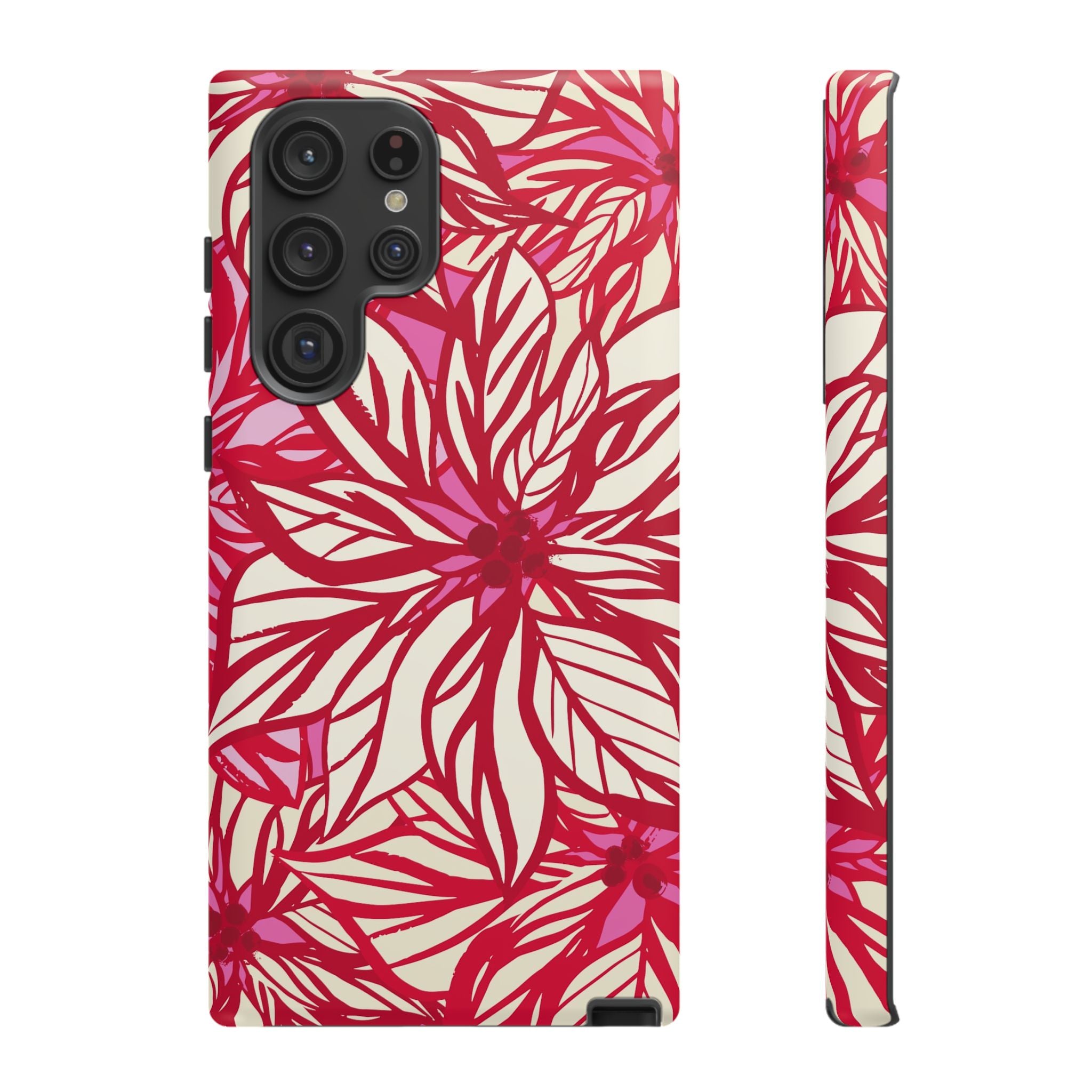 Poinsettia Samsung Galaxy S22 Ultra Case – Matte | cream, red, pink poinsettia botanical print