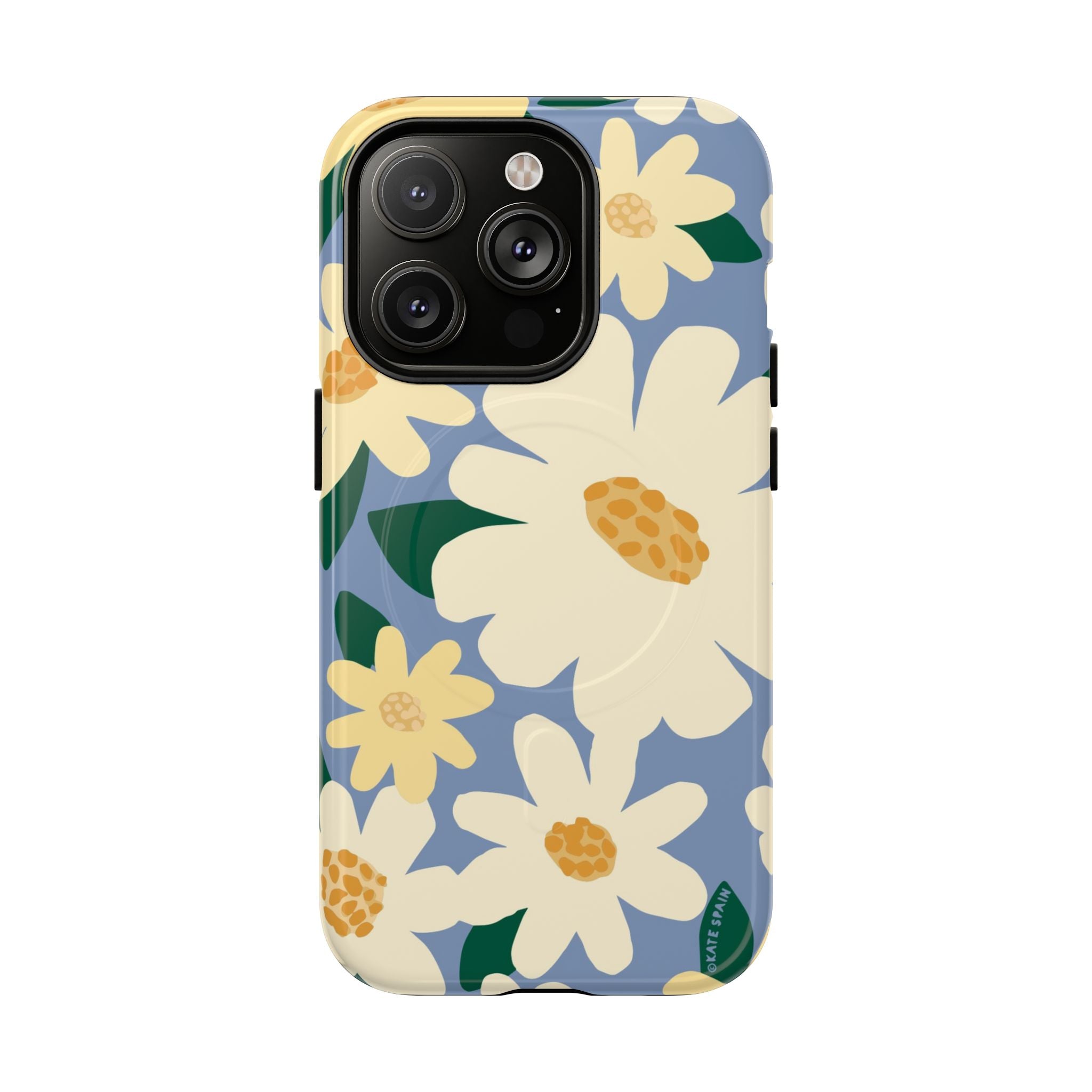 Chamomile MagSafe iPhone 14 Case – Matte | periwinkle, cream, yellow botanical daisy floral print