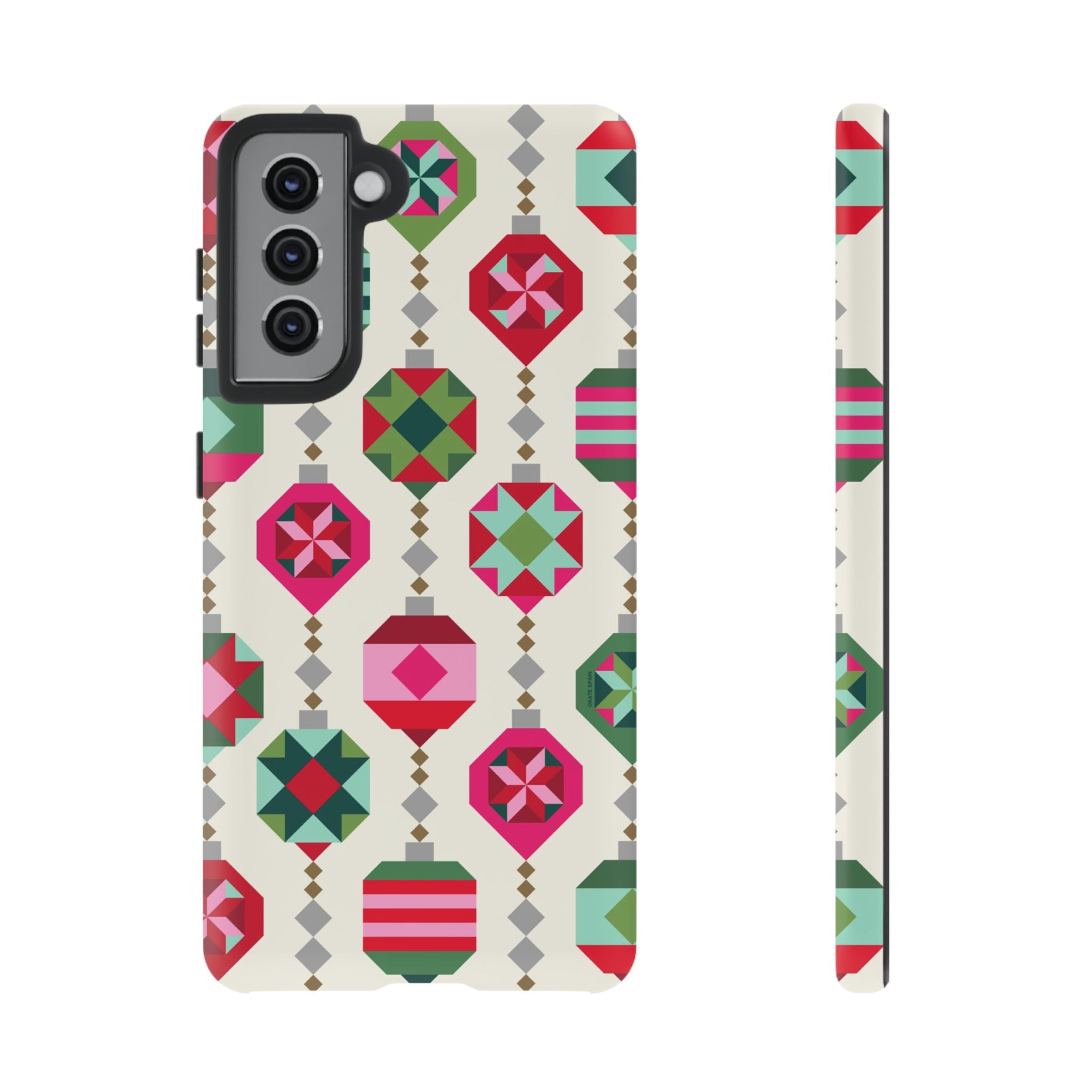 Felicity Ornaments Samsung Galaxy S21 Case – Matte | cream, red, pink, green, mint geometric quilted ornament print