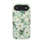 Gardenia MagSafe iPhone 17 Air Case – Glossy | light blue, white, green, red gardenia botanical print MagSafe compatible, dual-layer protection