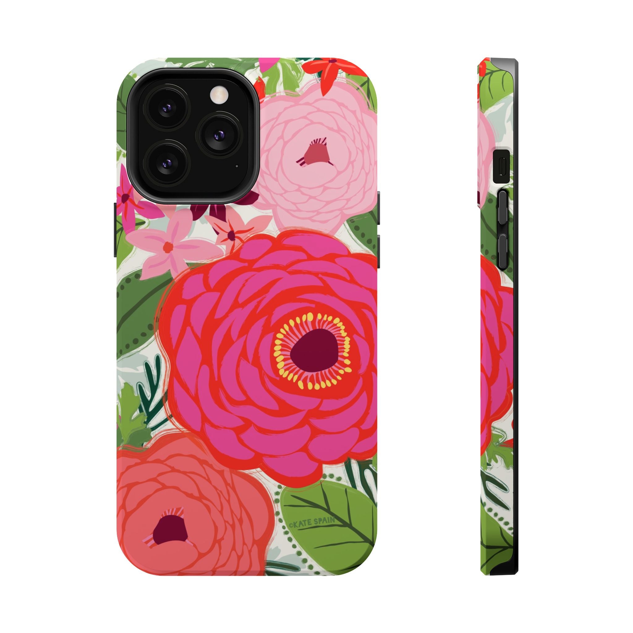 Bloomerie MagSafe iPhone 13 Pro Max Case – Matte | cream, magenta, coral botanical peony floral print