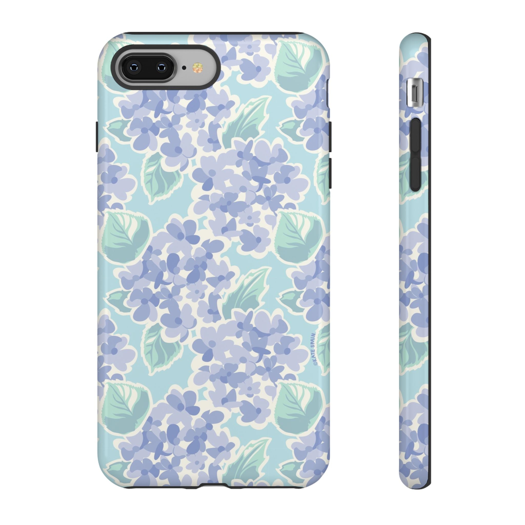 Nantucket Hydrangea Tough iPhone 8 Plus Case – Glossy | white, lavender, mint watercolor hydrangea print