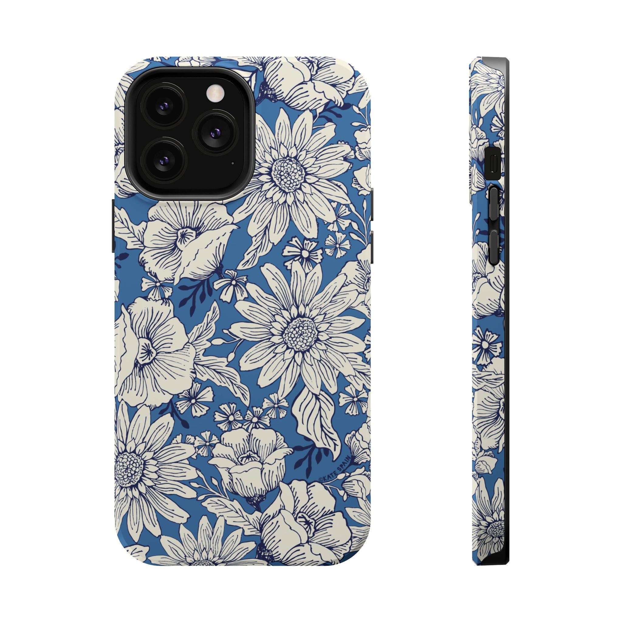 Jardin Luxury MagSafe iPhone 13 Pro Max Case – Glossy | navy and cream botanical floral print