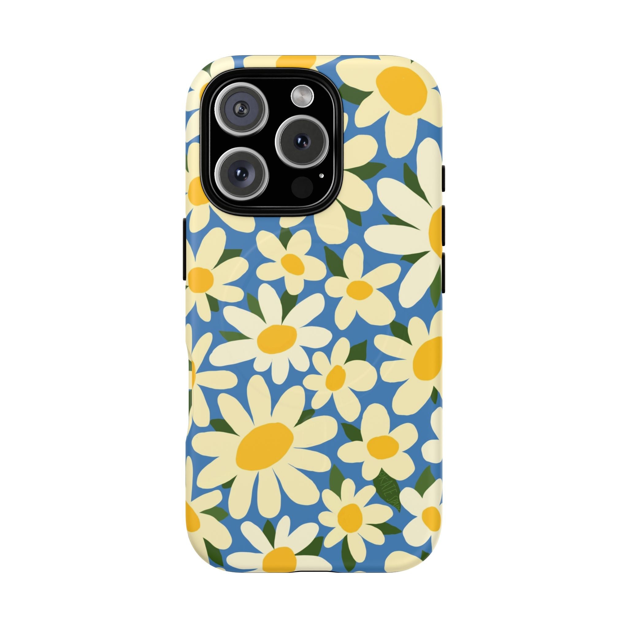 Shasta Daisy MagSafe iPhone 16 Pro Case – Matte | blue, cream, yellow daisy floral print