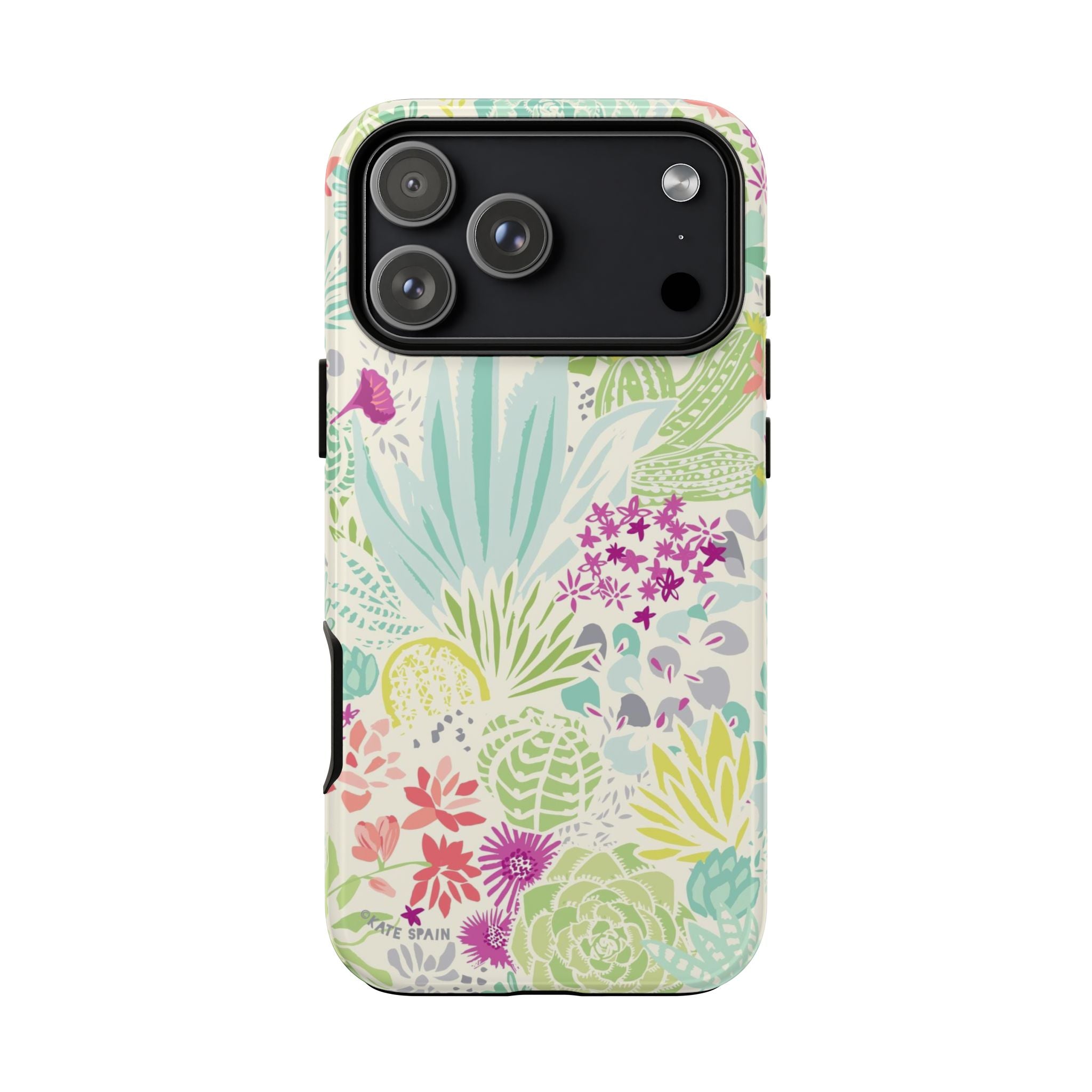 Canyon Tough iPhone 17 Pro Max Case – Glossy | cream, sage, aqua, mauve, fuschia botanical succulent print