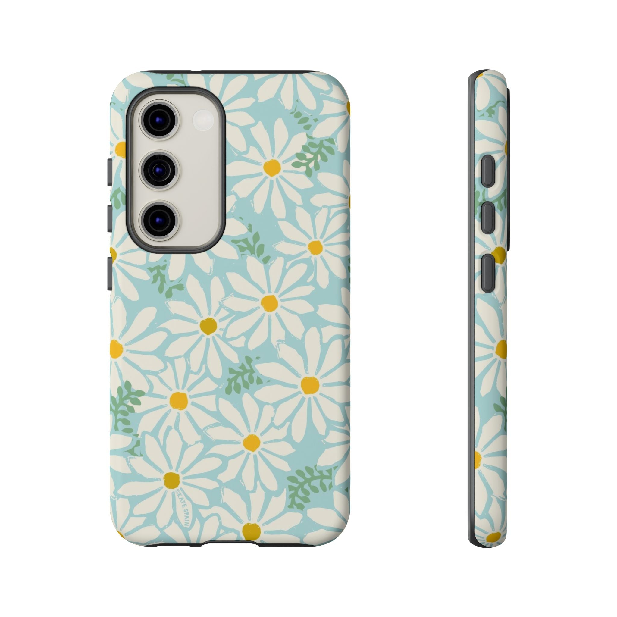 Luxury Daisies Samsung Galaxy S23 Case – Matte | white, yellow, aqua daisy floral print