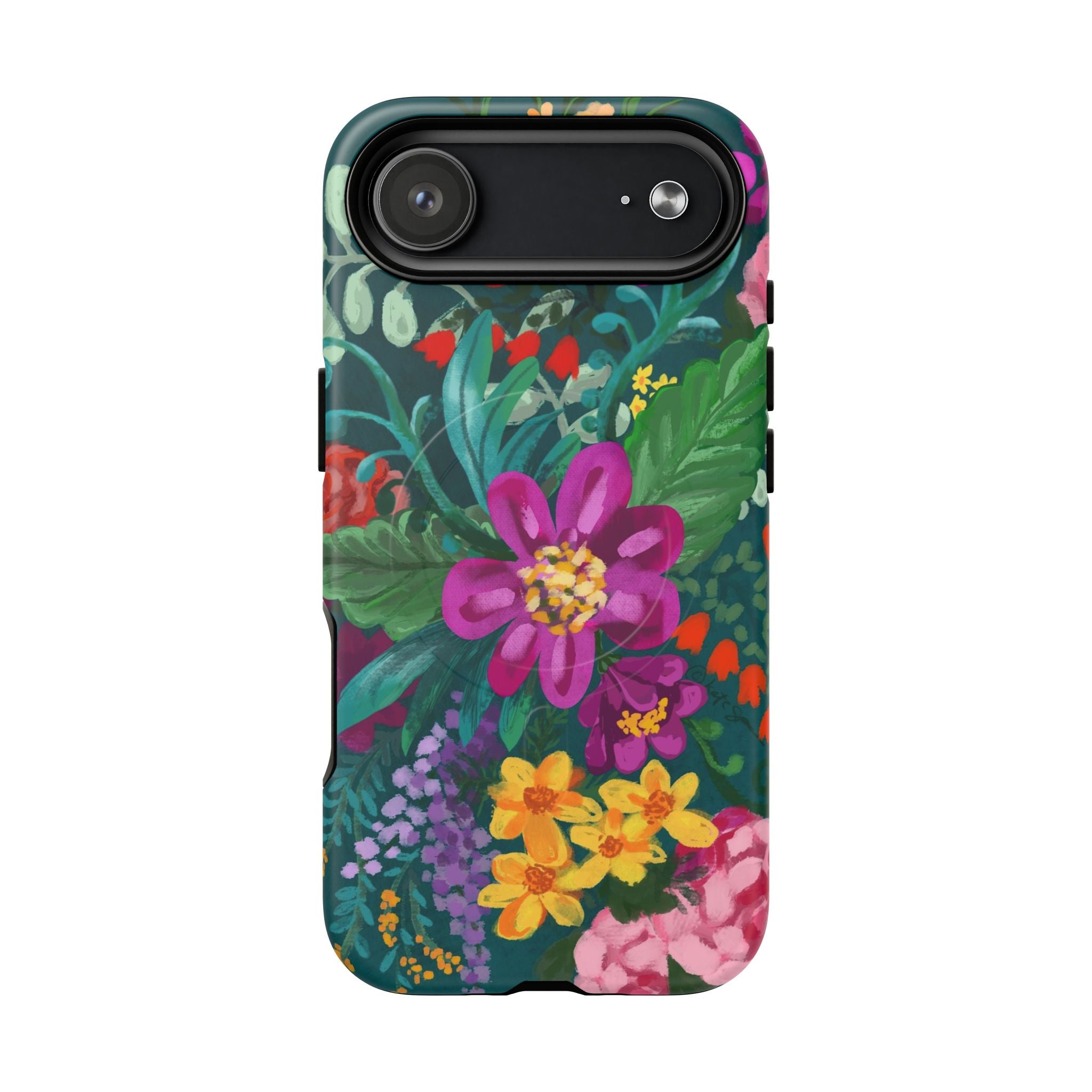 Posy MagSafe iPhone 17 Air Case – Matte | teal, purple, magenta, yellow botanical wildflower print