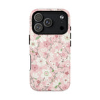 Pink Cherry Blossom MagSafe iPhone 17 Pro Case – Matte | light pink, white, cherry blossom floral print