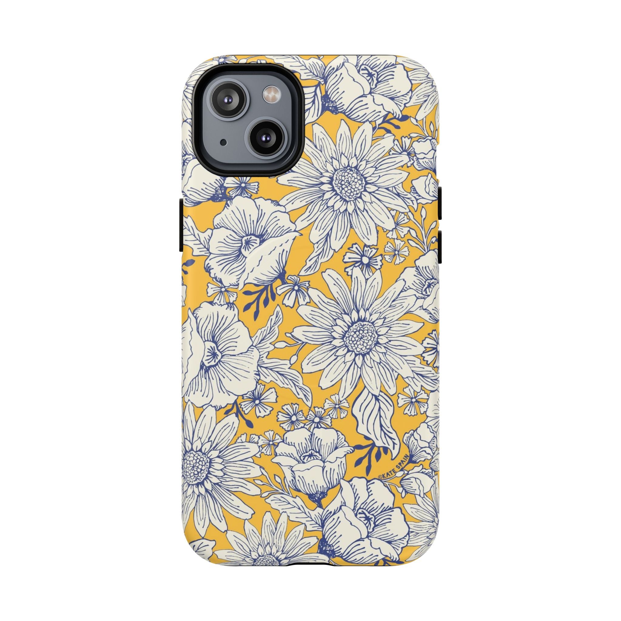 Jardin Yellow MagSafe iPhone 14 Plus Case – Matte | yellow and cream botanical garden print