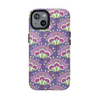 Lantern Flower MagSafe iPhone 14 Case – Glossy | periwinkle, purple, mauve, sage botanical lantern floral print