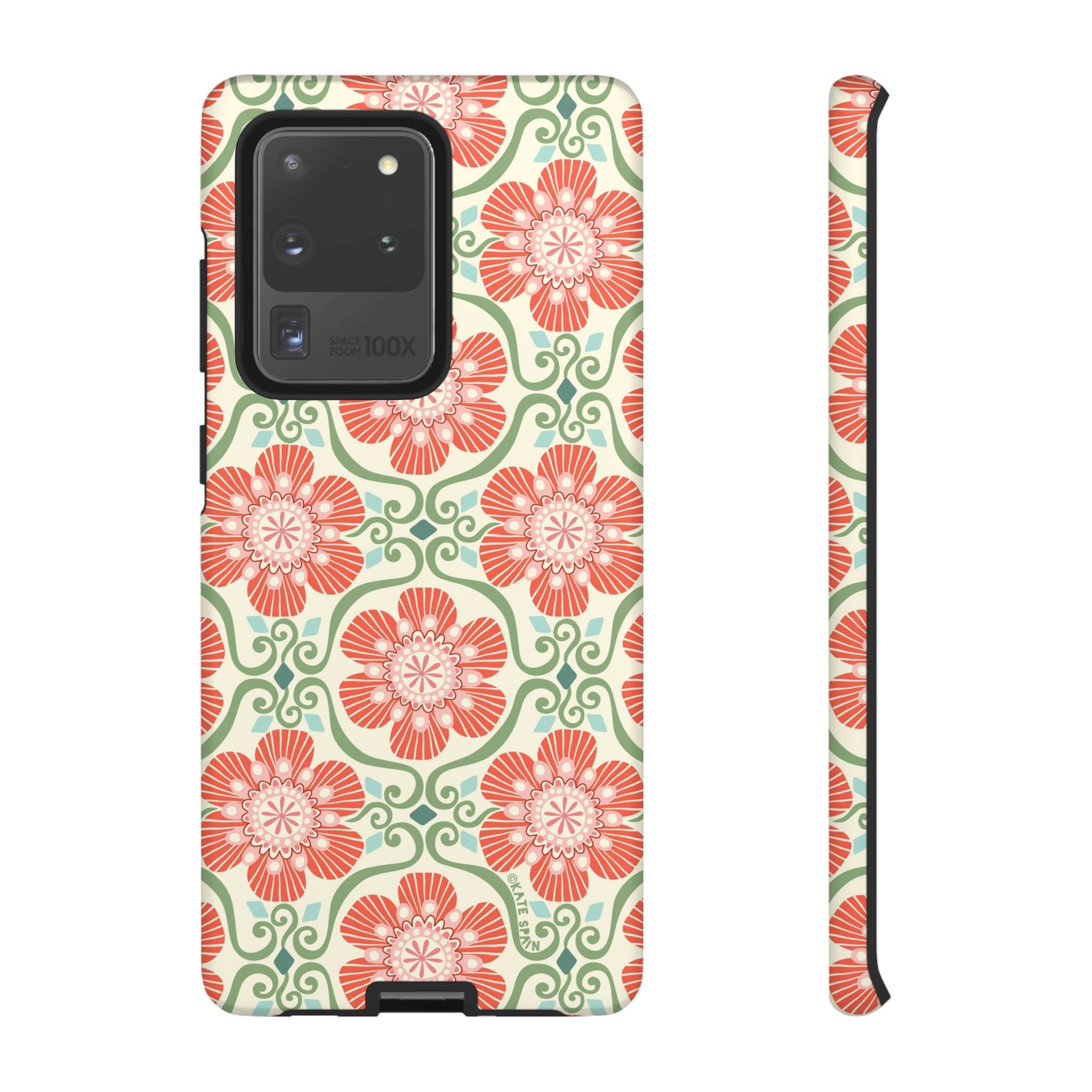 Luxury Barcelona Flowers Samsung Galaxy S20 Ultra Case – Matte | cream, coral, sage botanical floral print