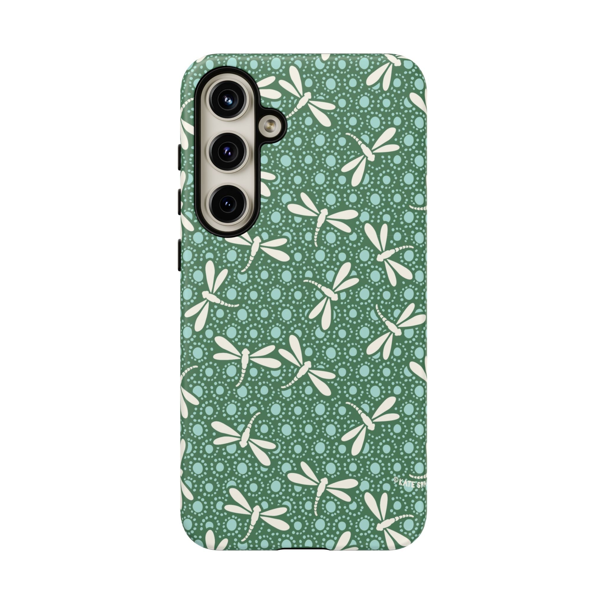Dragonfly Samsung Galaxy S24 Plus Case – Matte | jade green, aqua, cream dragonfly print 