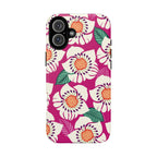 Panache Rose Tough iPhone 16 Plus Case – Matte | berry, cream white, peach anemone floral print