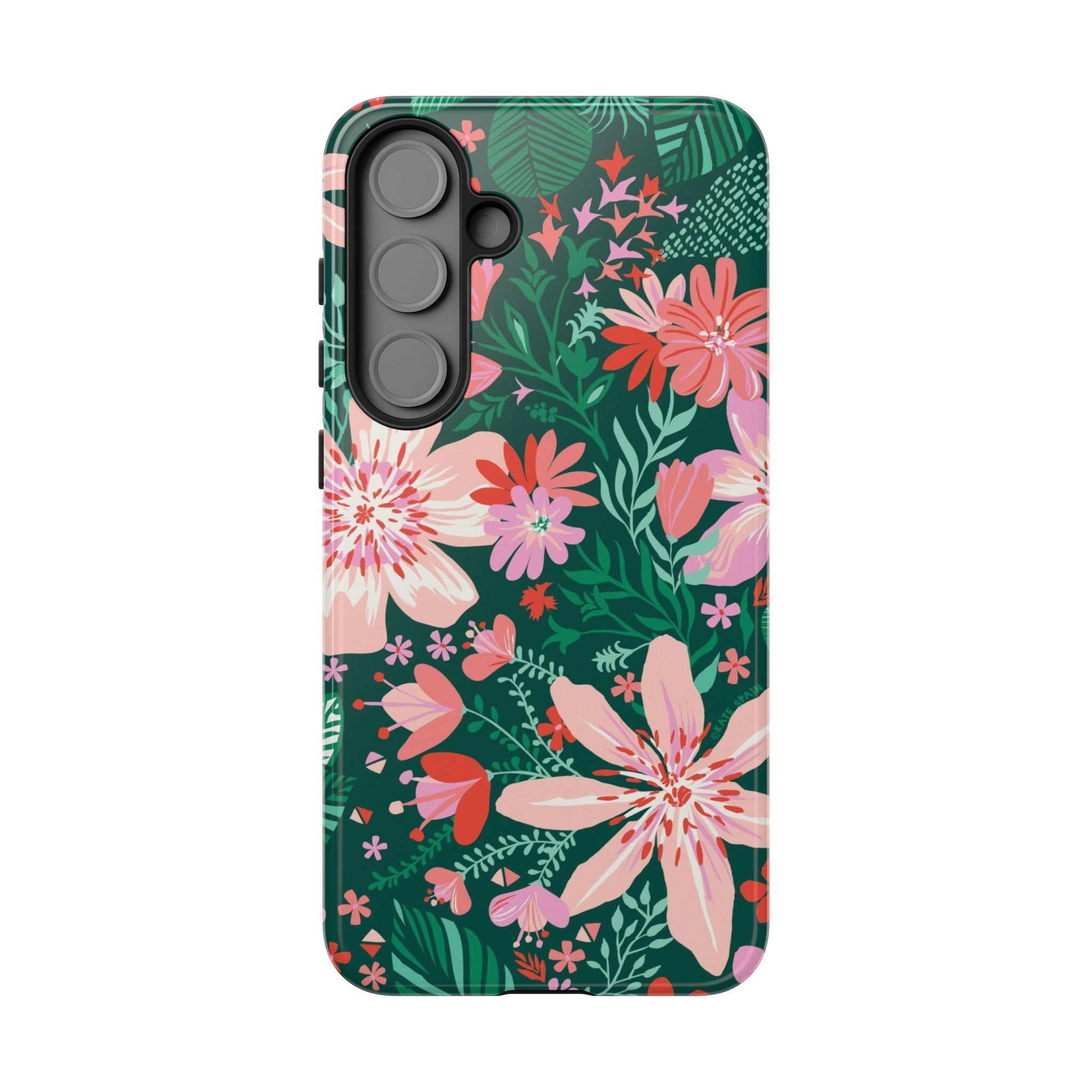 Tropical Bonaire Samsung Galaxy S25 Plus Case – Glossy | jade, pink, white tropical floral botanical print