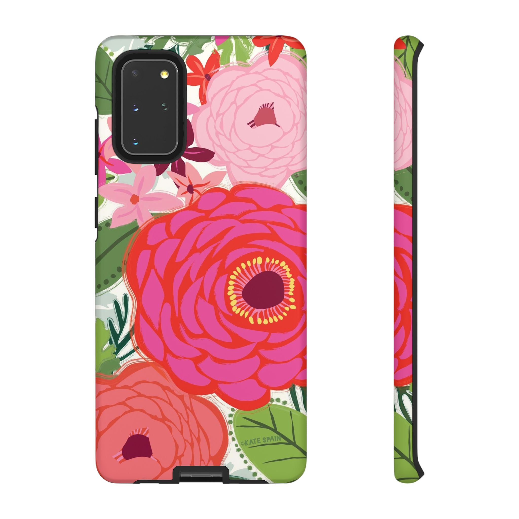 Bloomerie Samsung Tough Phone Case Samsung Galaxy S20+ Case – Matte | cream, magenta, coral botanical peony floral print