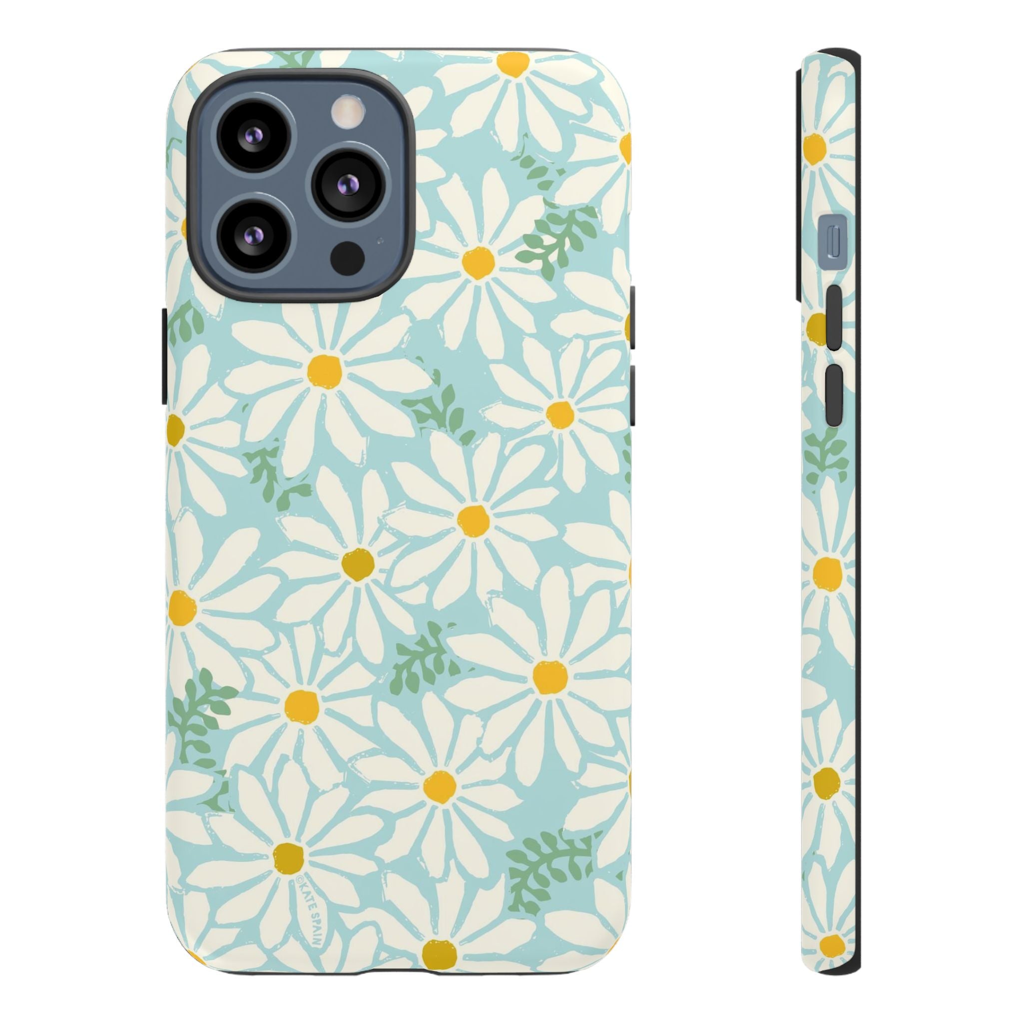 Daisies Tough iPhone 13 Pro Max Case – Matte | mint, white, yellow botanical daisy floral print