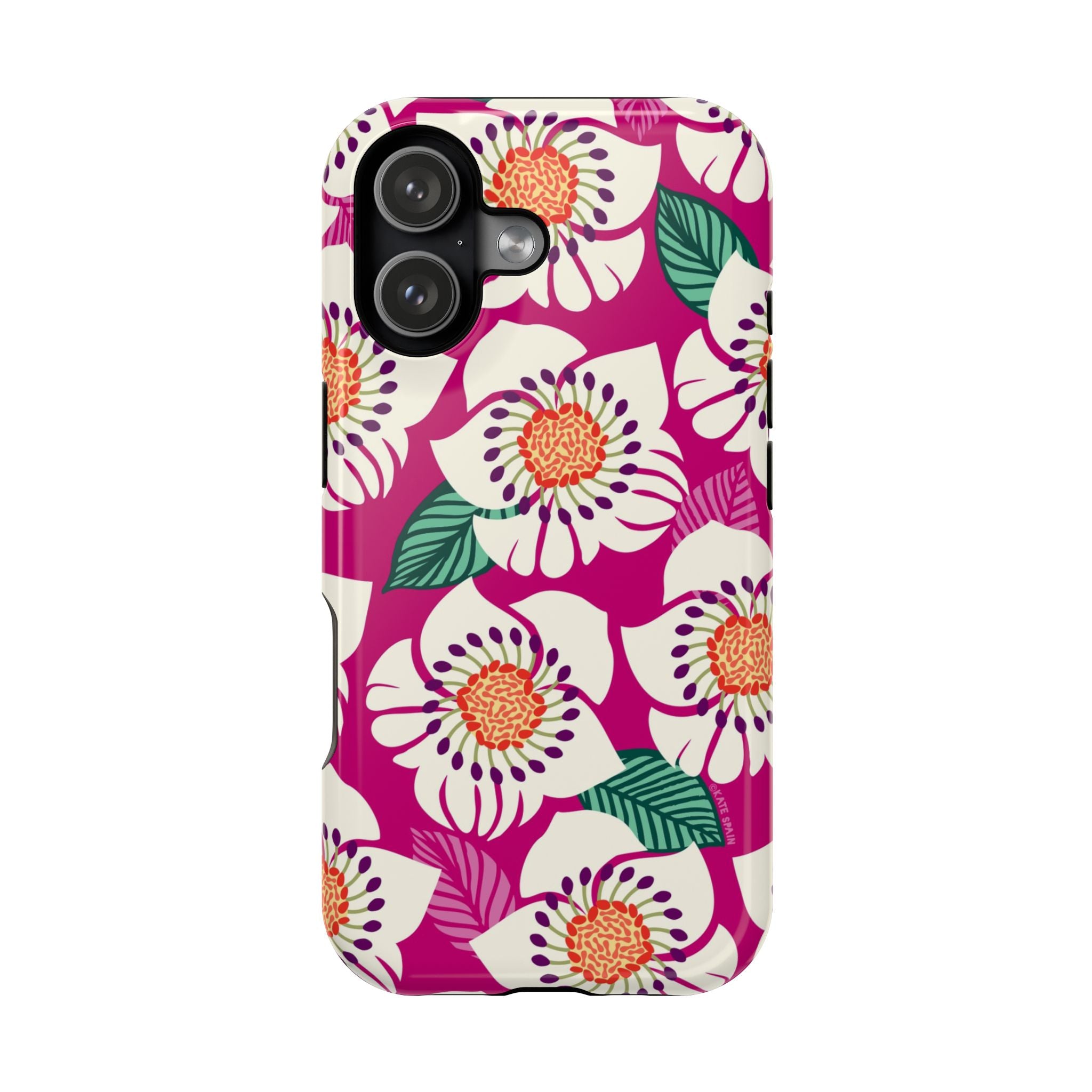 Panache Rose MagSafe iPhone 17 Case – Glossy | berry, cream white, peach anemone floral print