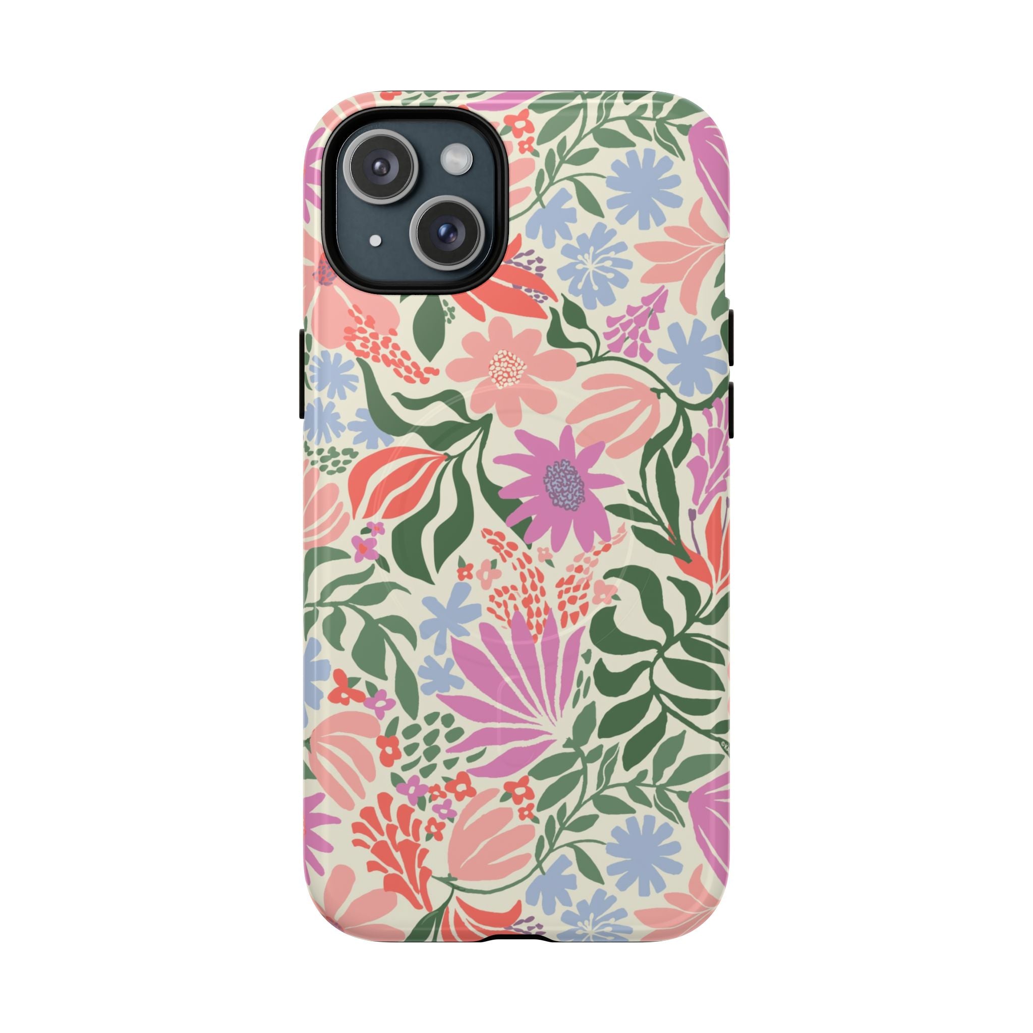 Botanica Pastel MagSafe iPhone 15 Plus Case – Glossy | blush, lavender, sage pastel botanical wildflower print