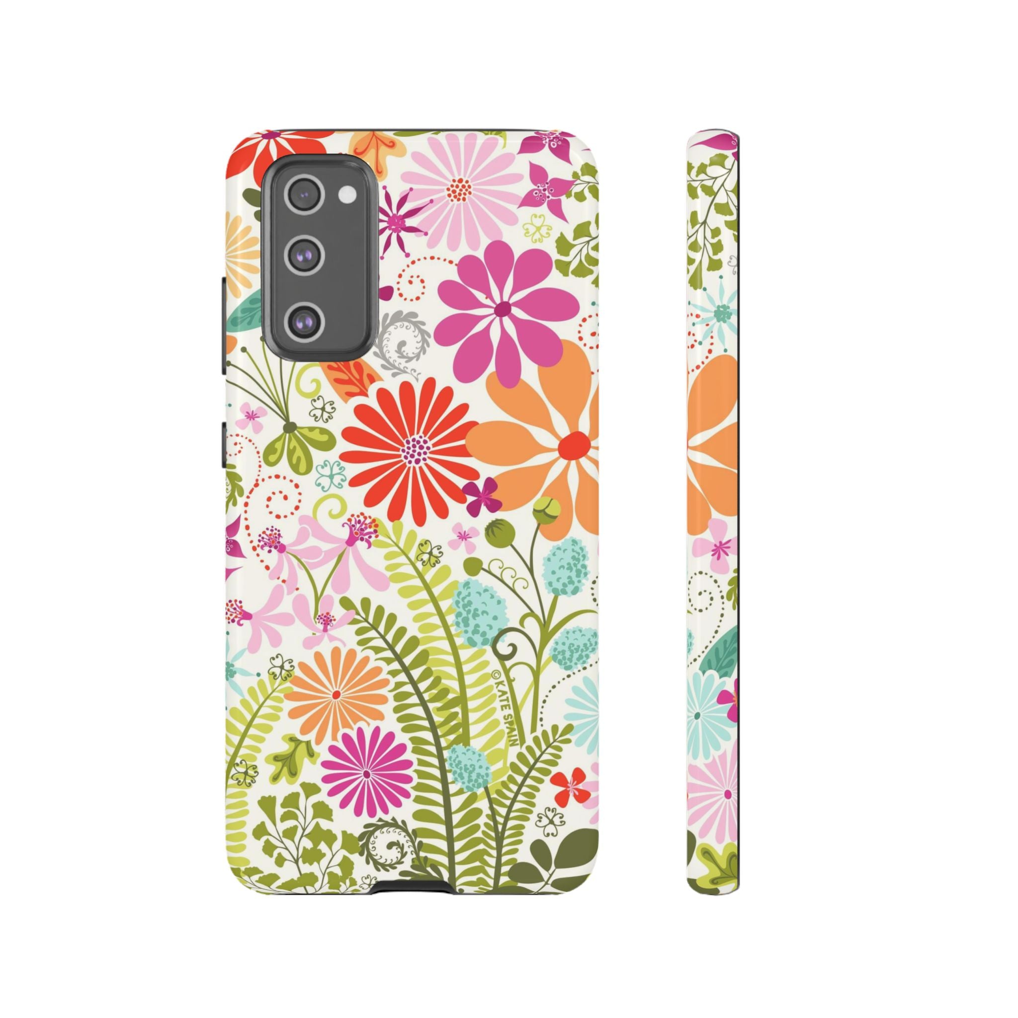 Luxury Terrain Samsung Galaxy S20 FE Case – Glossy | white, magenta, coral botanical woodland floral print
