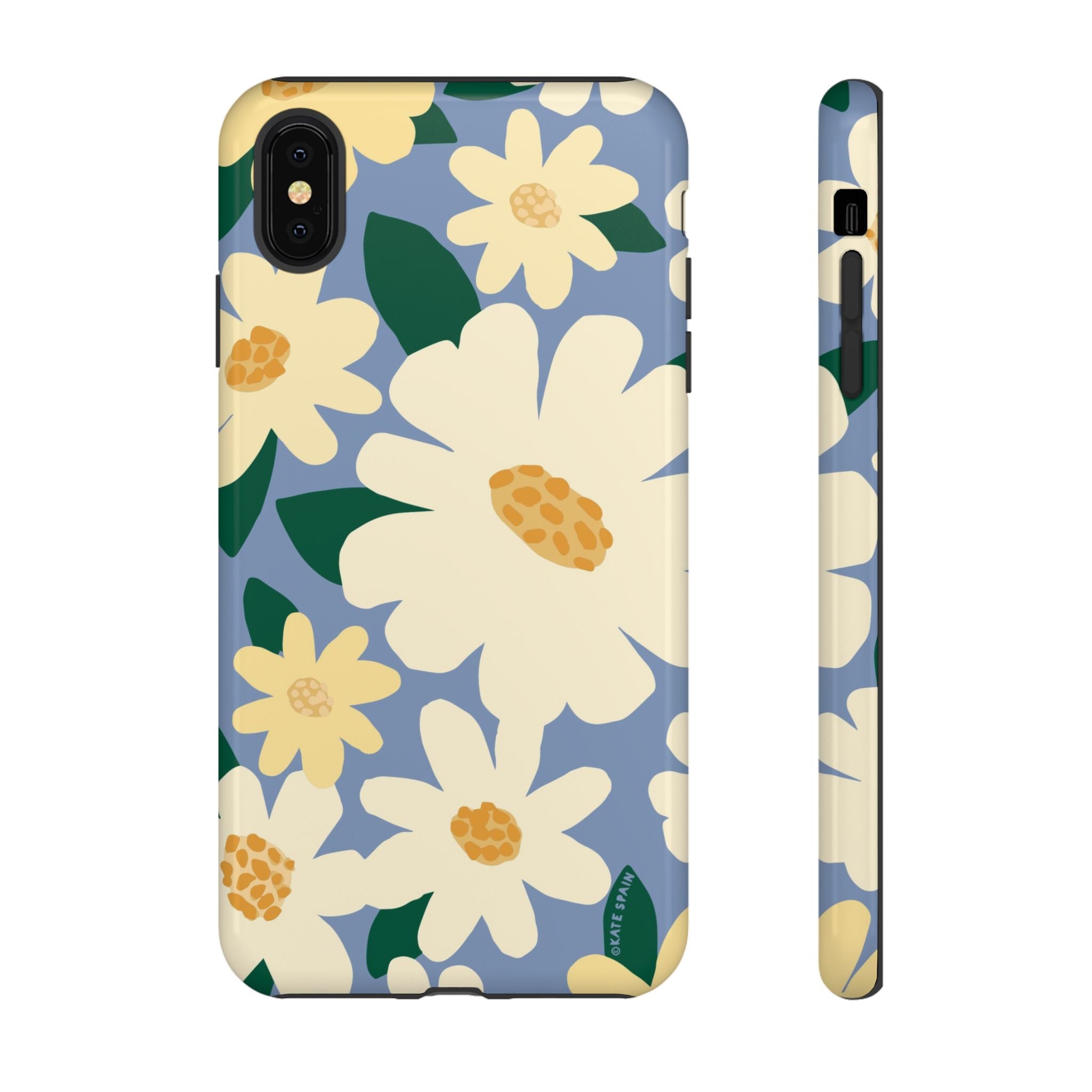 Chamomile Tough iPhone XS Max Case – Glossy | periwinkle, cream, yellow botanical daisy floral print