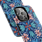 Bolero Tough iPhone 16 Pro Max Case – Glossy | navy, cobalt, blush geometric medallion floral print