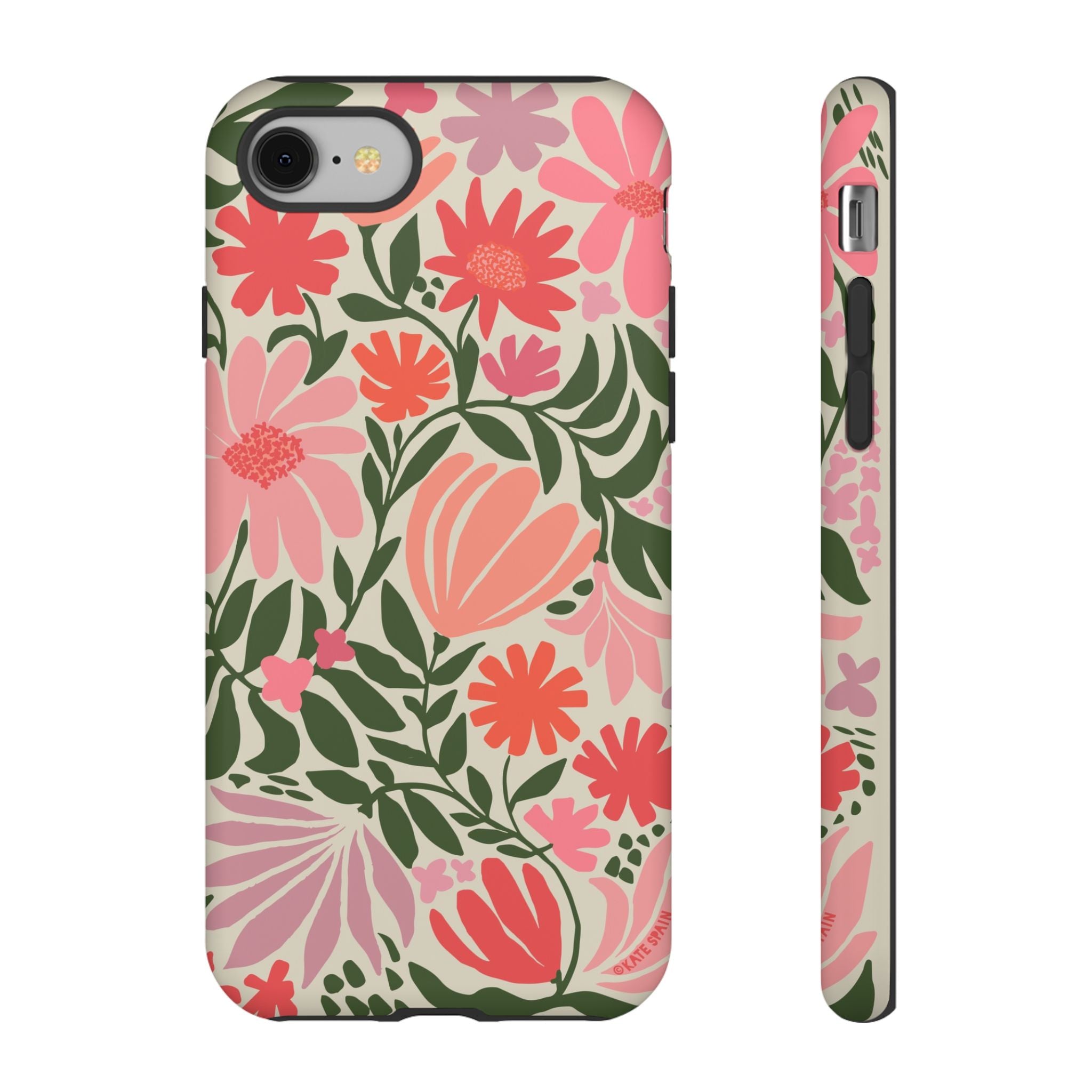 Calendula Tough iPhone 8 Case – Matte | periwinkle, cream, teal graphic daisy floral print