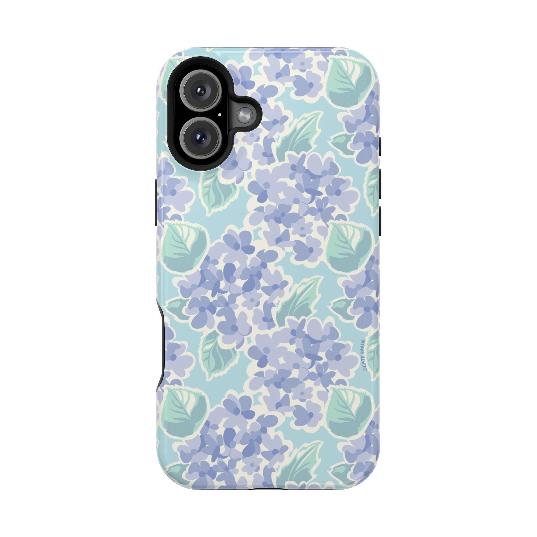 Nantucket Hydrangea MagSafe iPhone 16 Plus Case – Glossy | periwinkle, sky blue, mint hydrangea floral print