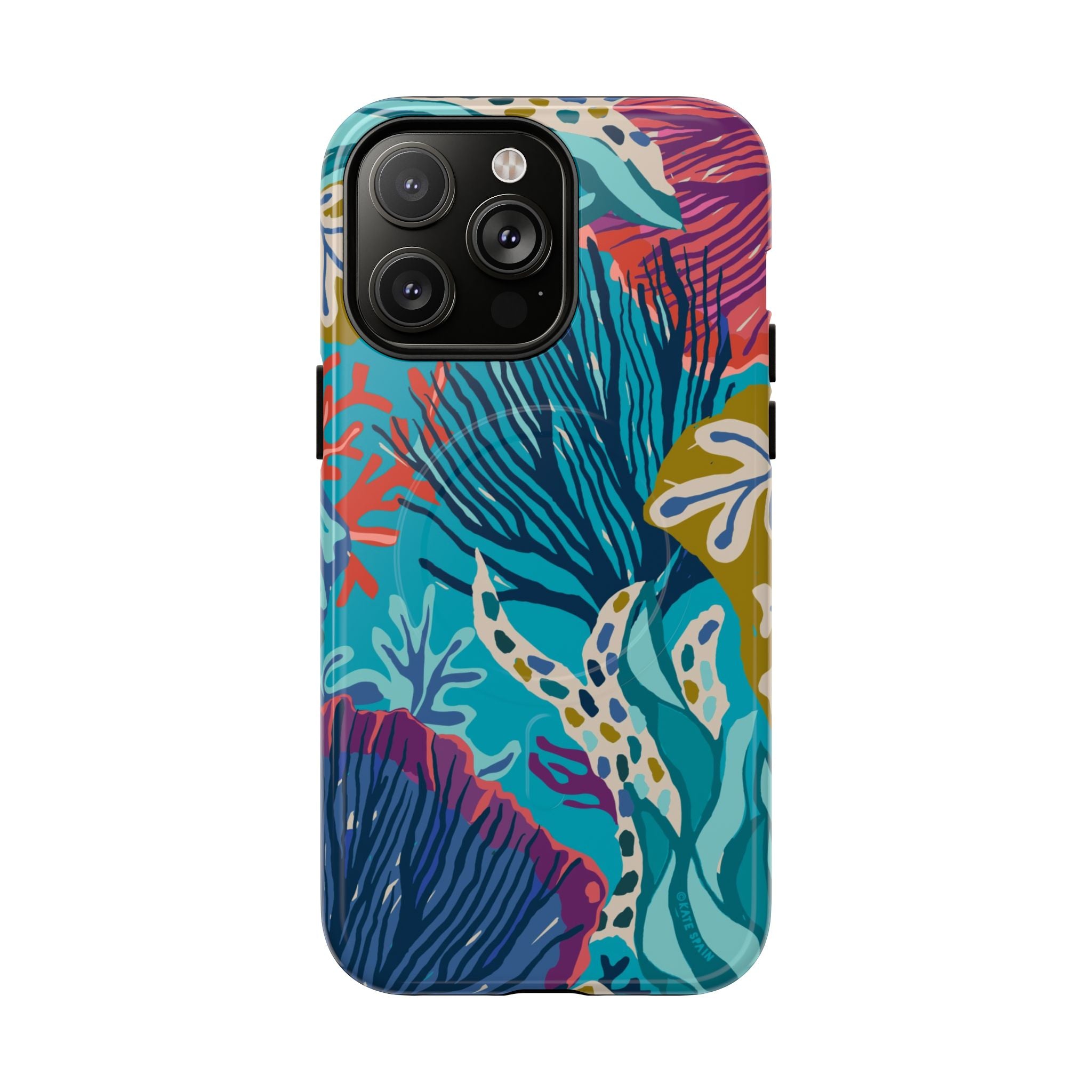 Reef MagSafe iPhone 14 Pro Max Case – Glossy | teal, coral, navy, purple botanical coral reef print