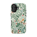 Juniper Tough iPhone 17 Case – Glossy | cream, green, red botanical woodland print