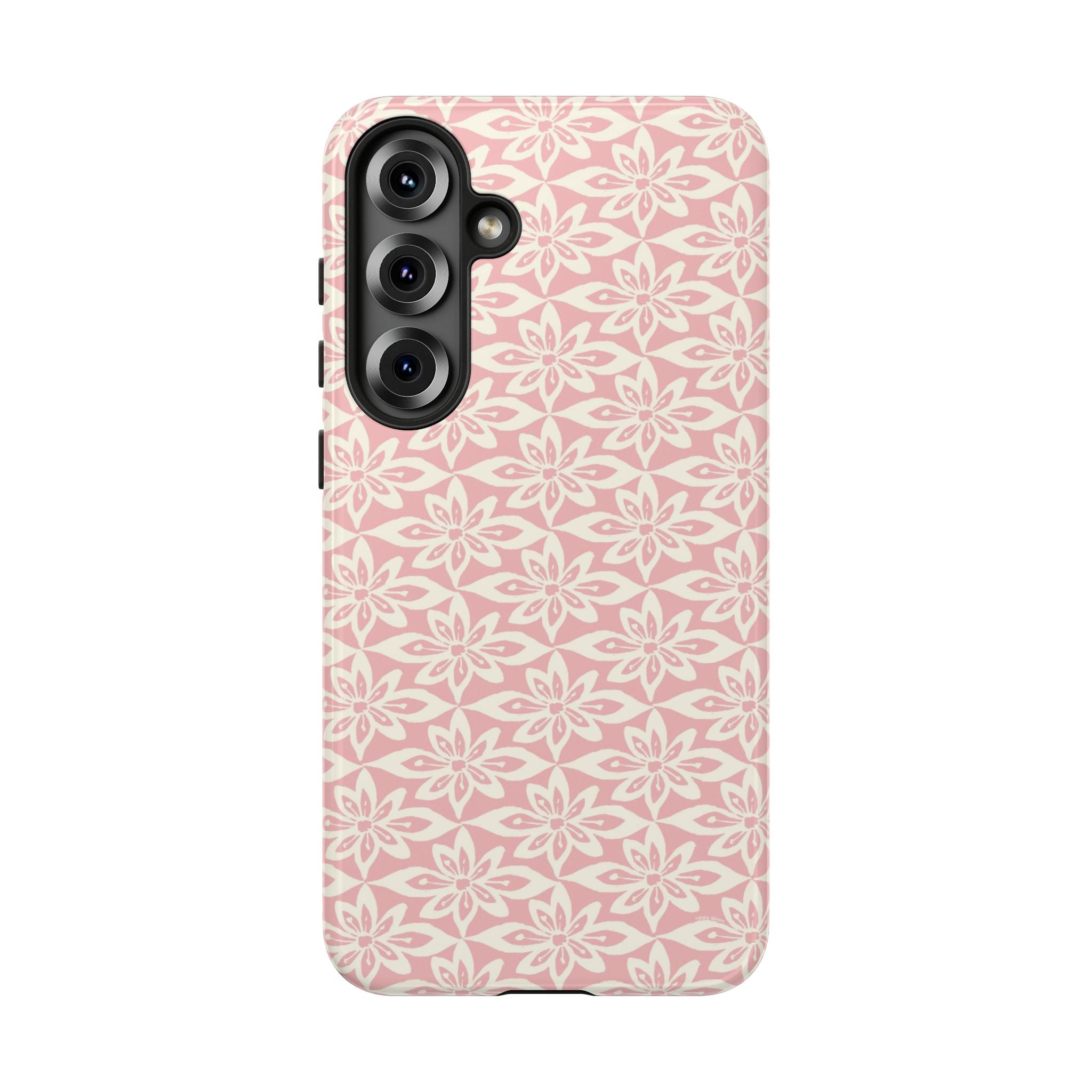 Lily Pastel Pink Samsung Galaxy S25 Plus Glossy case — graphic white lily print on dreamy pastel pink — botanical phone case by Kate Spain