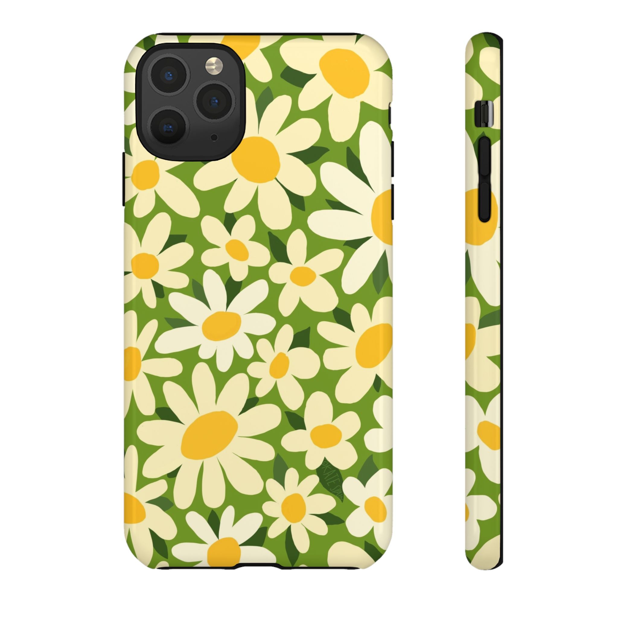 Shasta Daisy Tough iPhone 11 Pro Max Case – Glossy | green, white, yellow daisy floral print