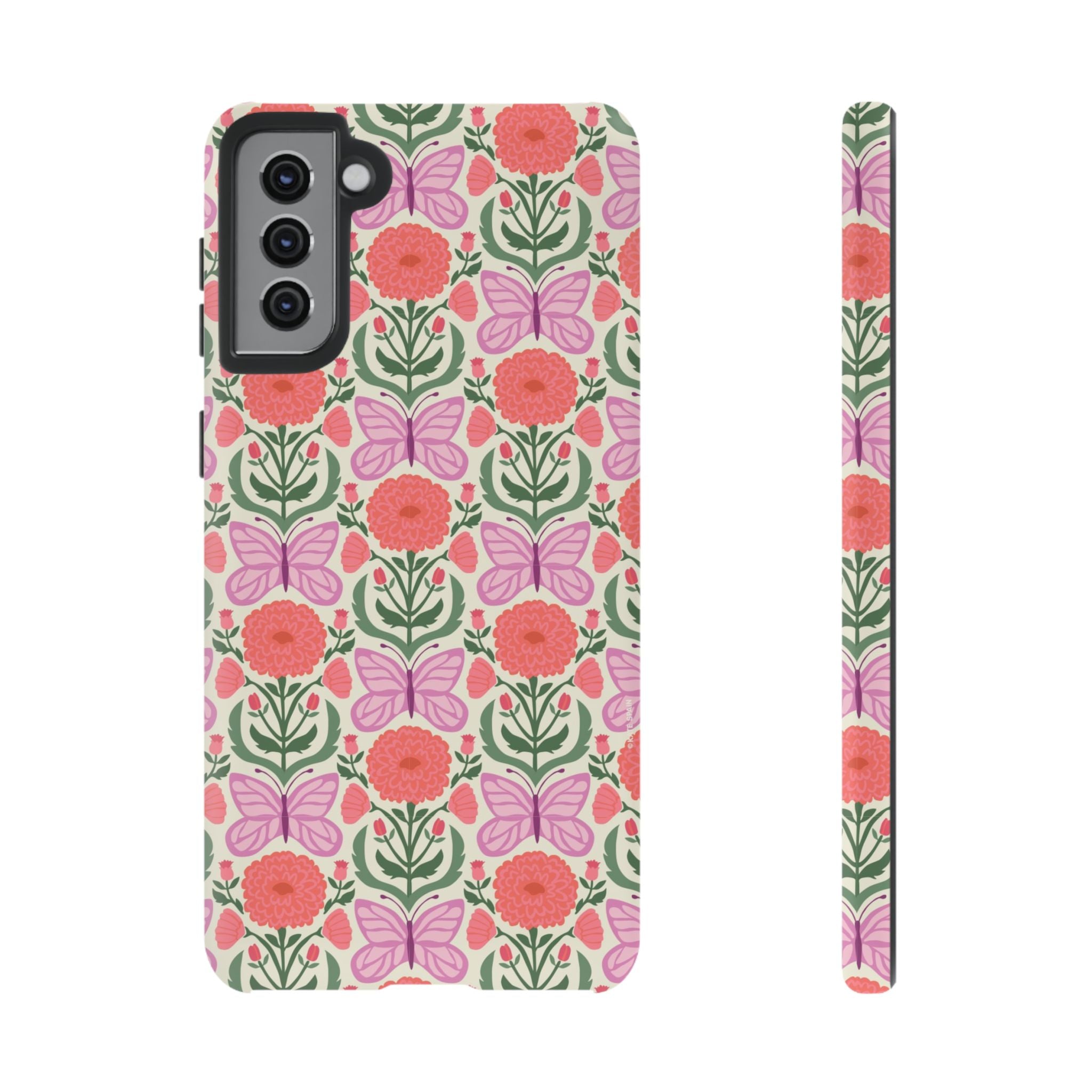 Luxury Pink Butterfly Samsung Galaxy S22 Case – Colorful butterfly floral print
