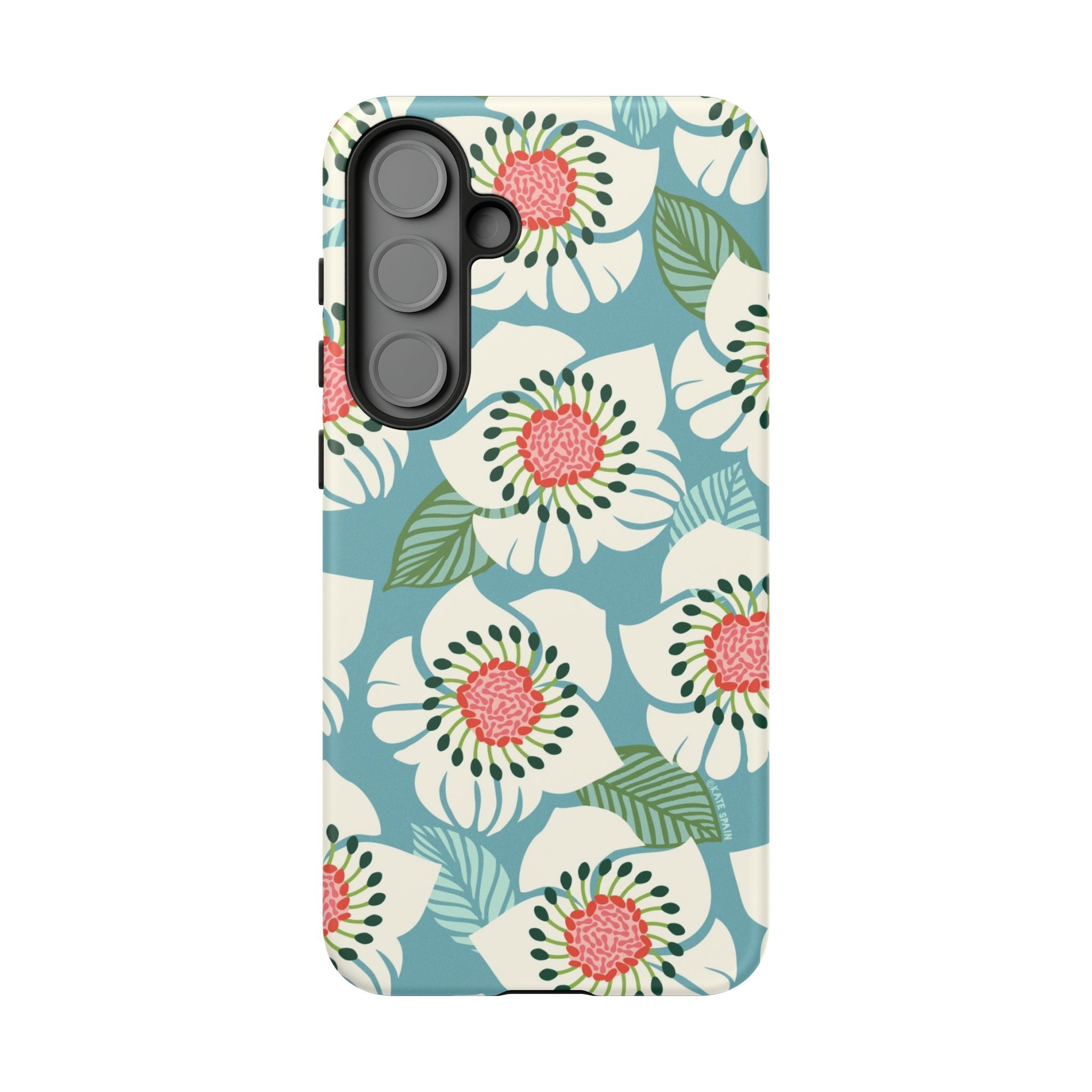 Artistic Panache Samsung Galaxy S25 Plus Case – Matte | sky blue, pale cream, pink anemone floral print