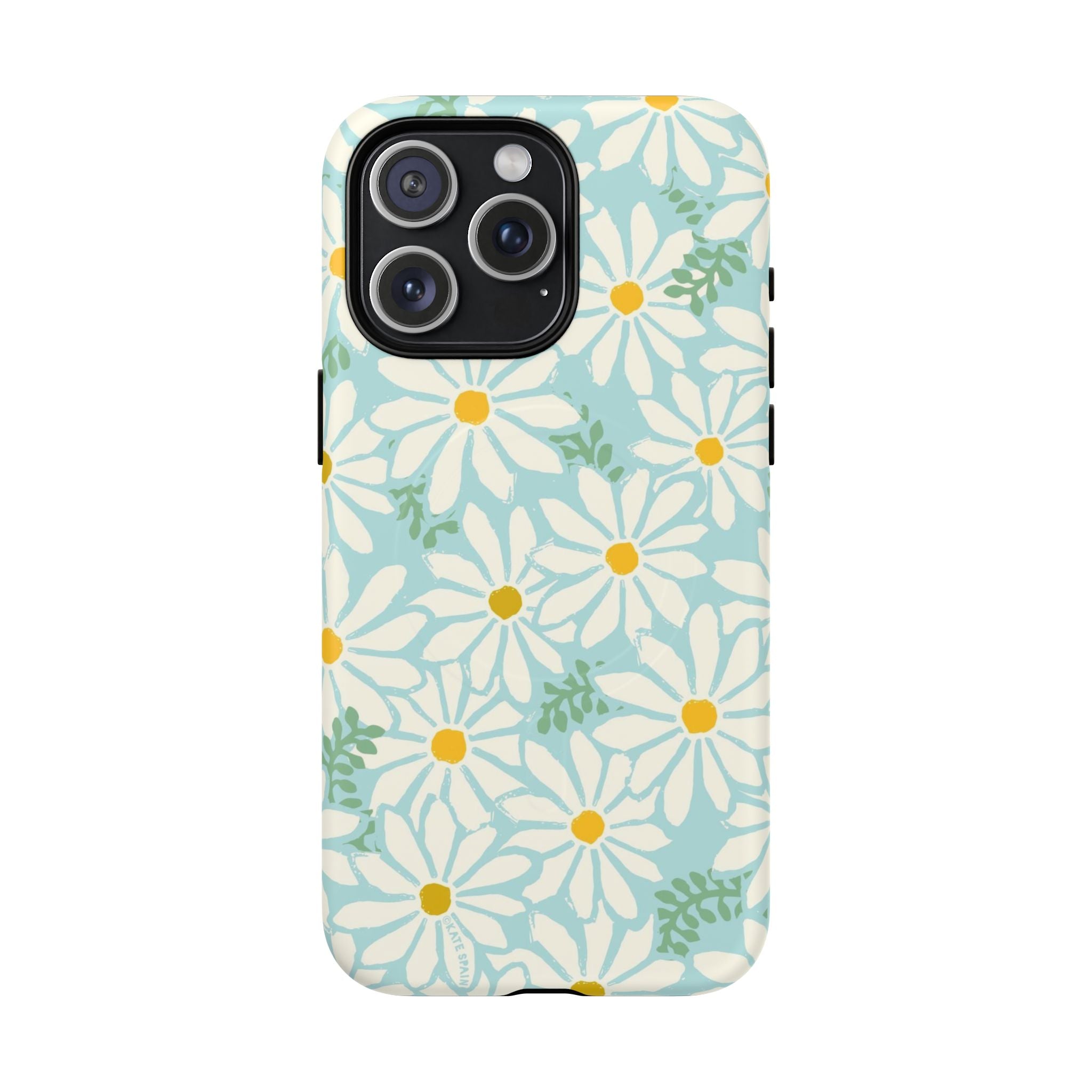 Daisies MagSafe iPhone 15 Pro Max Case – Matte | mint, white, yellow botanical daisy floral print