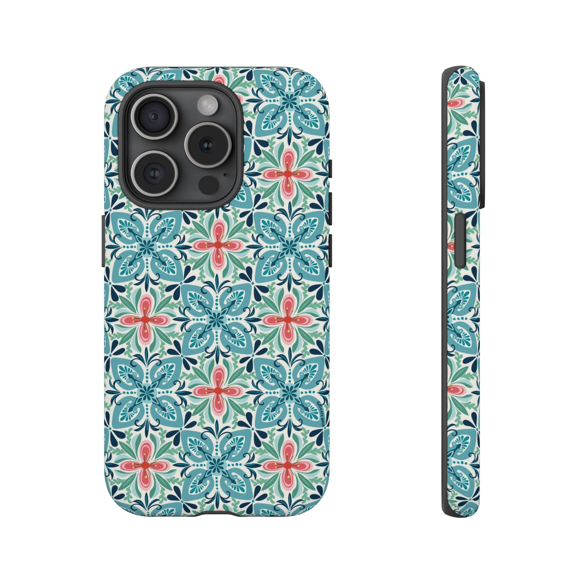 Stonecrop Tough iPhone 15 Pro Case – Matte | sage, cream, blush botanical succulent print