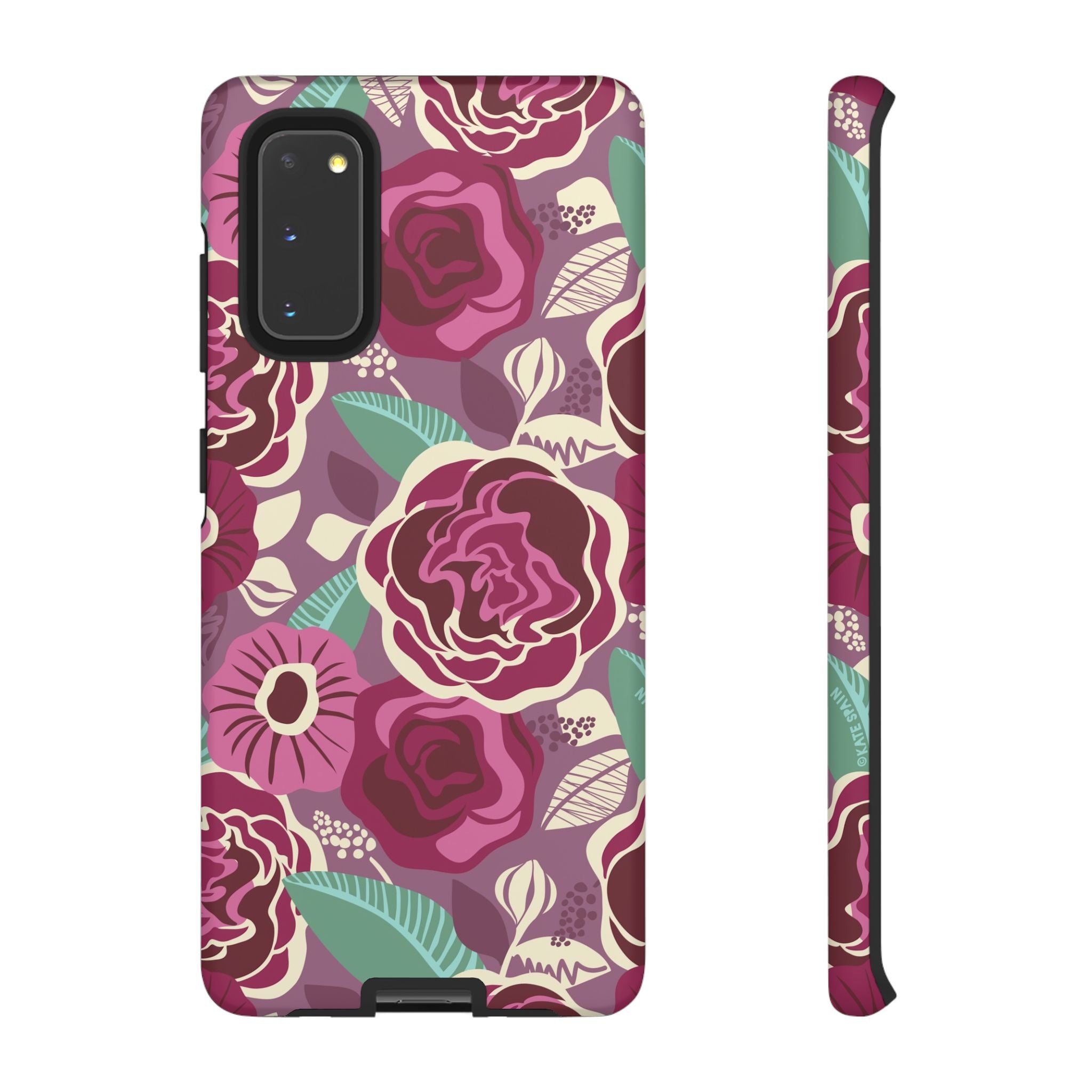 Luxury Tea Rose Burgundy Samsung Galaxy S20 Case – Matte | burgundy, magenta, plum botanical rose floral print