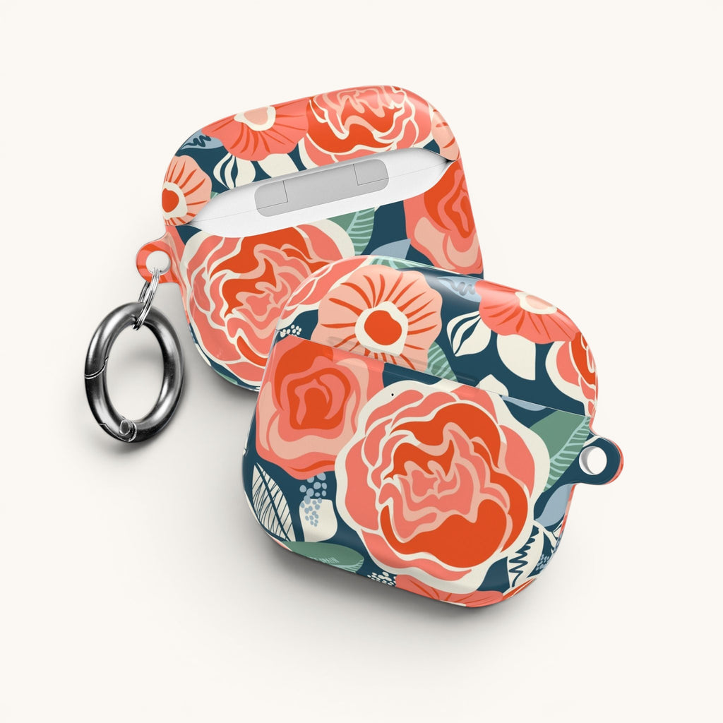 Tea Rose Navy AirPods Case