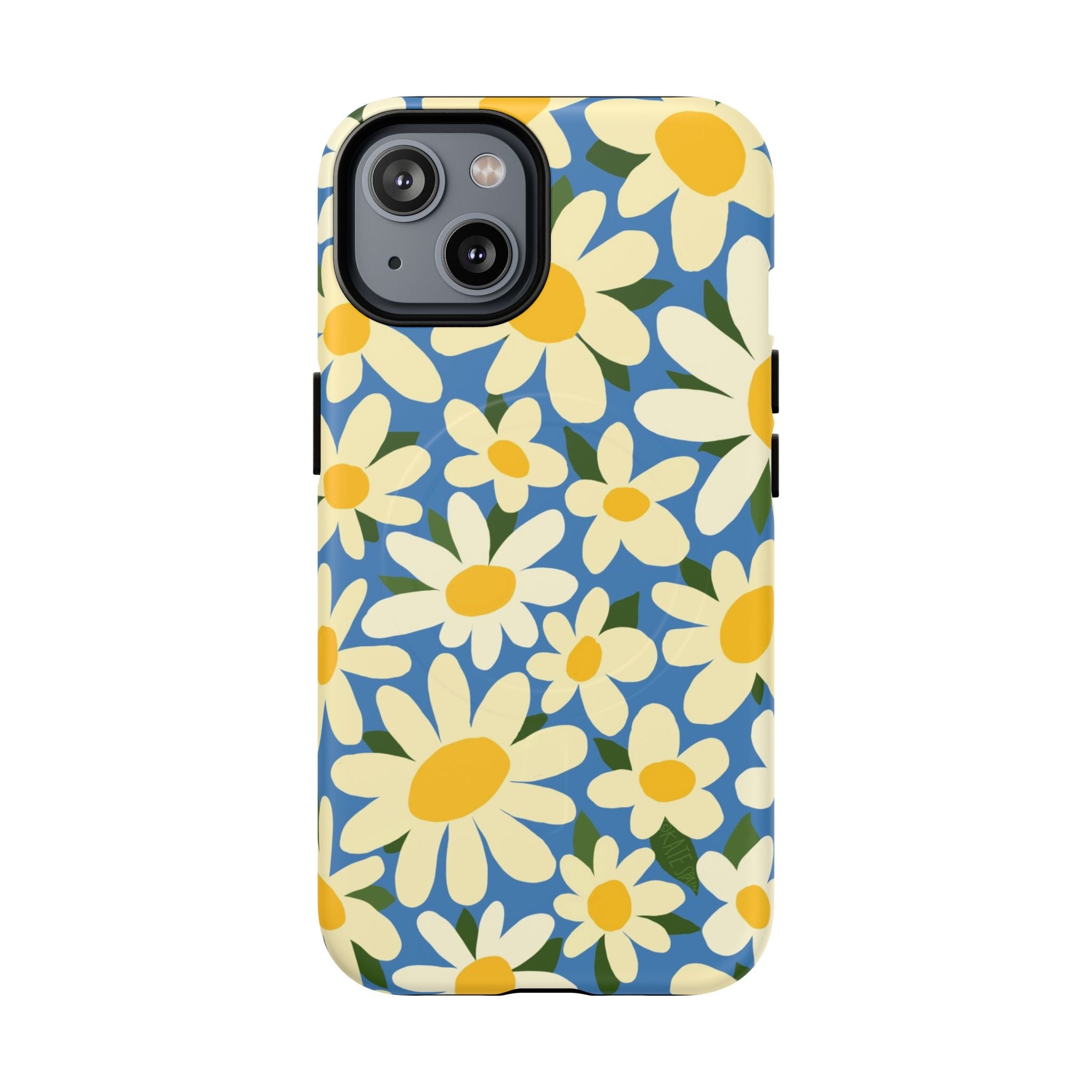 Shasta Daisy MagSafe iPhone 14 Case – Matte | blue, cream, yellow daisy floral print