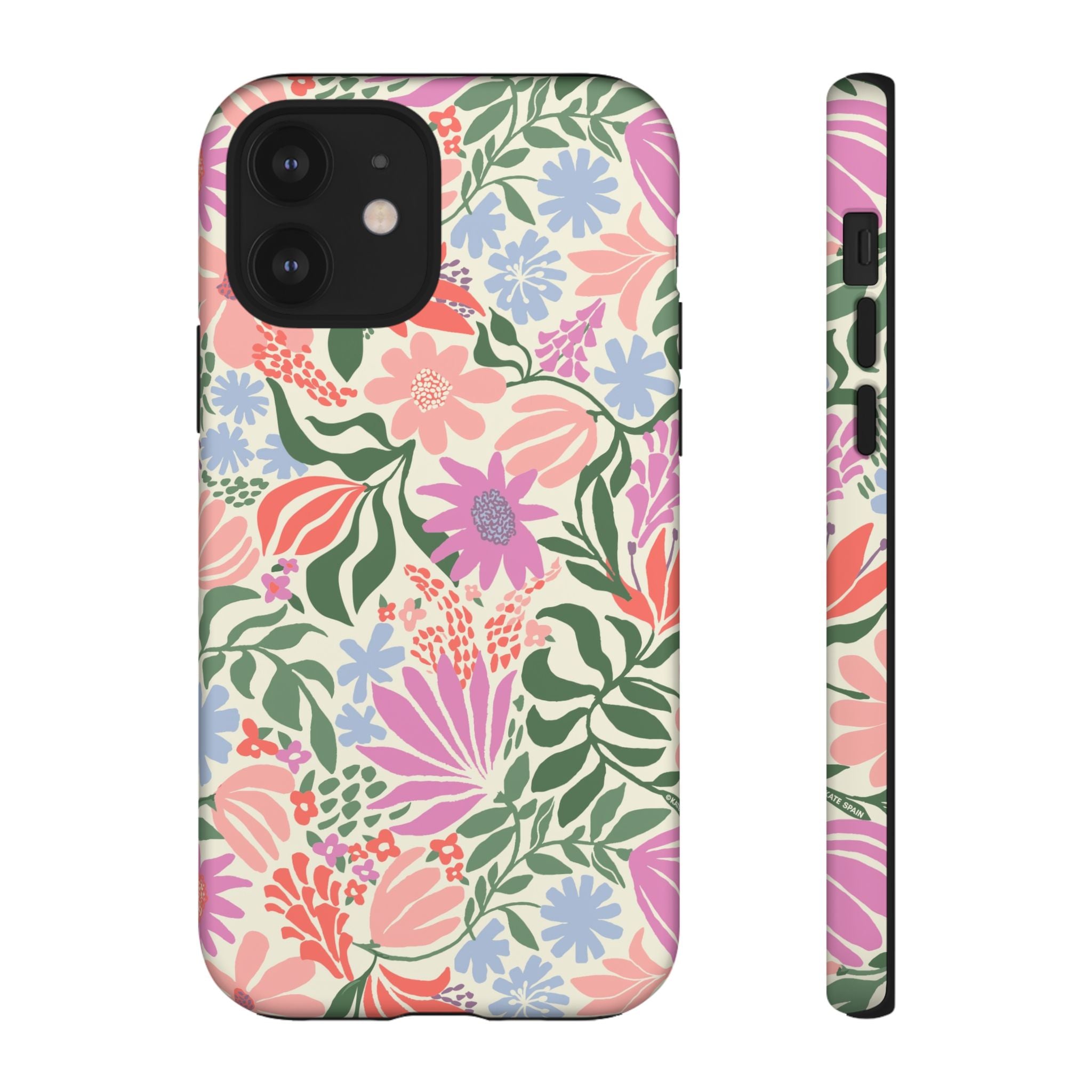 Botanica Pastel Tough iPhone 12 Case – Matte | blush, lavender, sage pastel botanical wildflower print