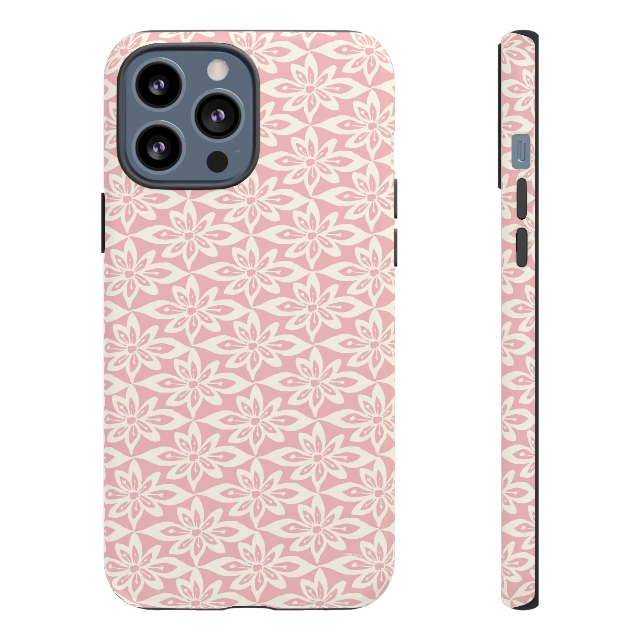 Lily Pastel Pink iPhone 13 Pro Max Matte case — geometric blush lily print on soft pink by Kate Spain