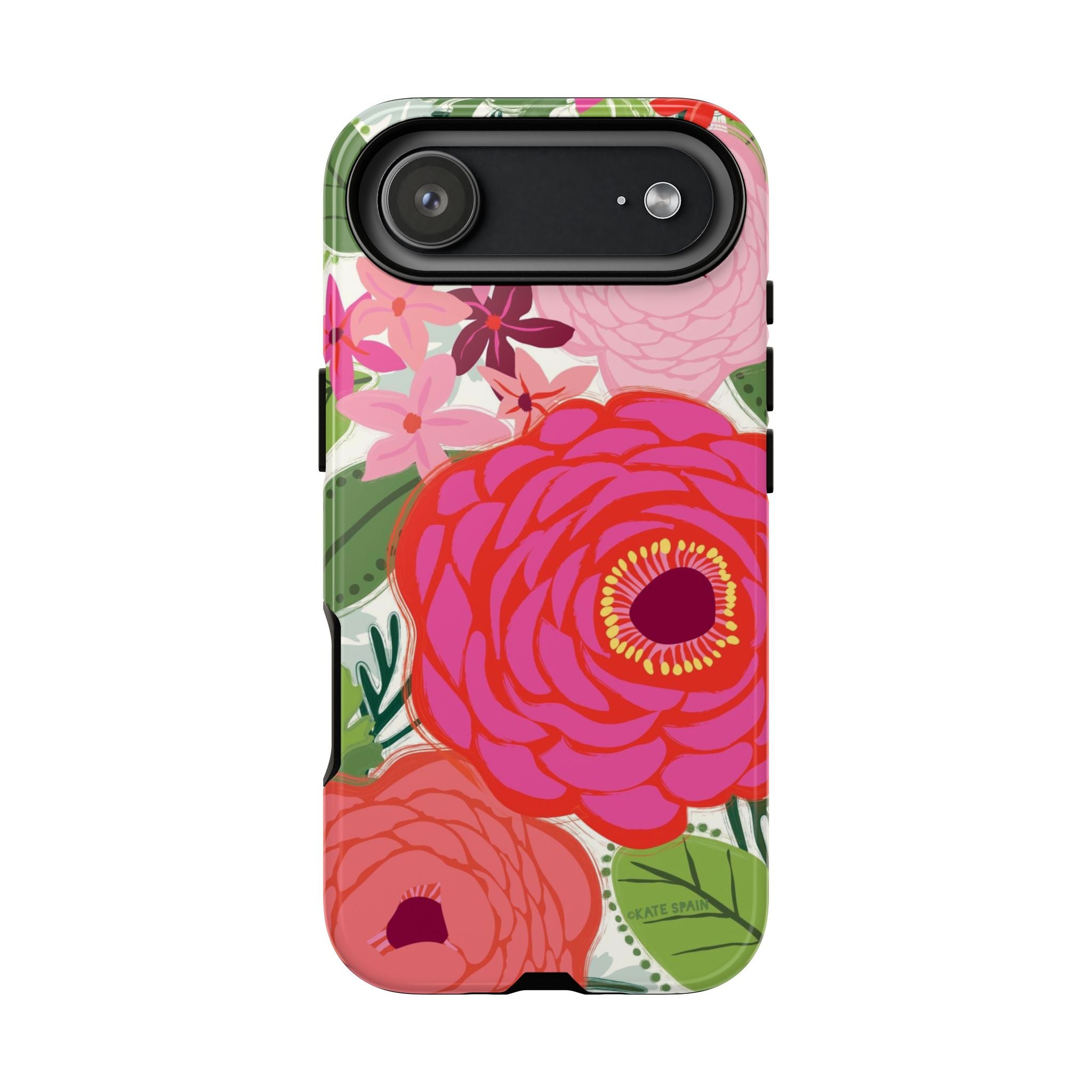 Bloomerie Tough iPhone 17 Air Case – Glossy | cream, magenta, coral botanical peony floral print