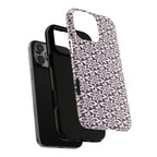 Lily Plum MagSafe iPhone 16 Pro Max Case – Glossy | angled view showing camera cutout and buttons — botanical MagSafe case by Kate Spain