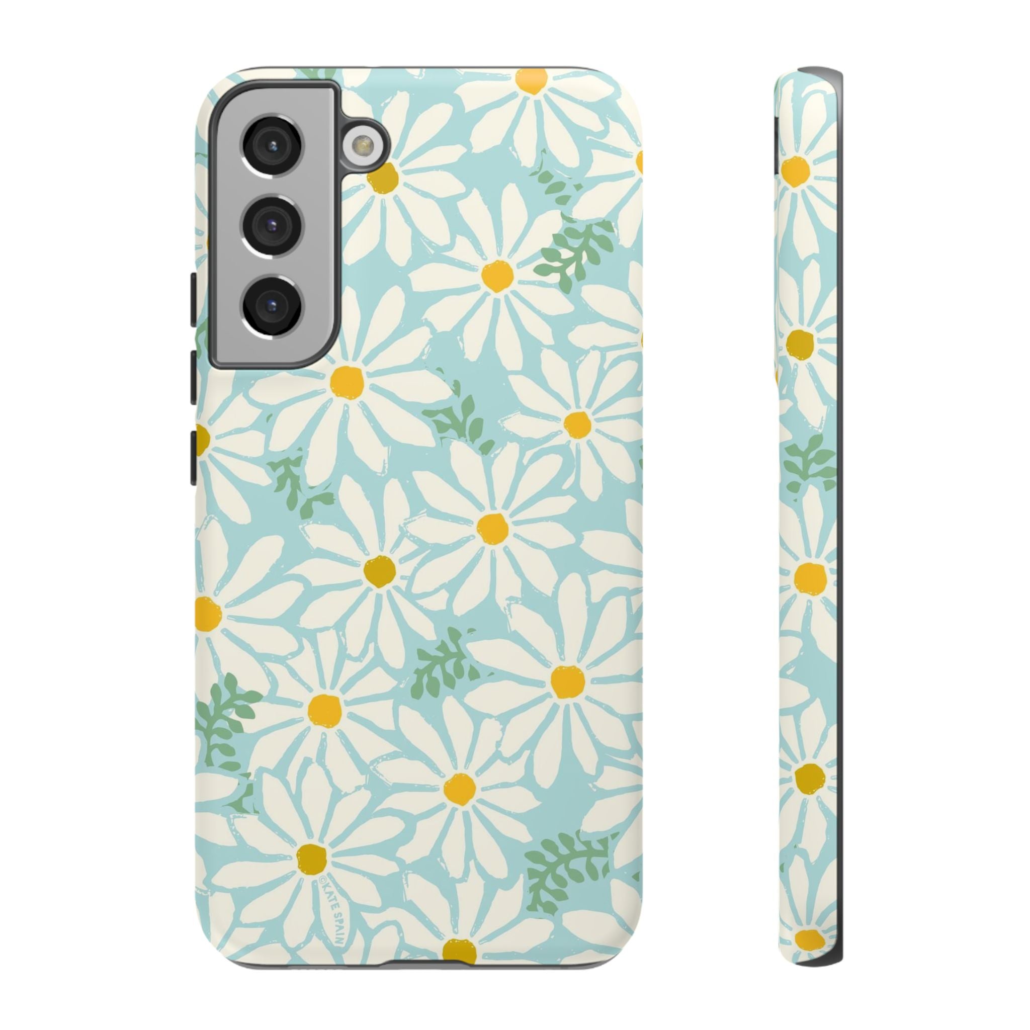 Luxury Daisies Samsung Galaxy S22 Plus Case – Matte | white, yellow, aqua daisy floral print