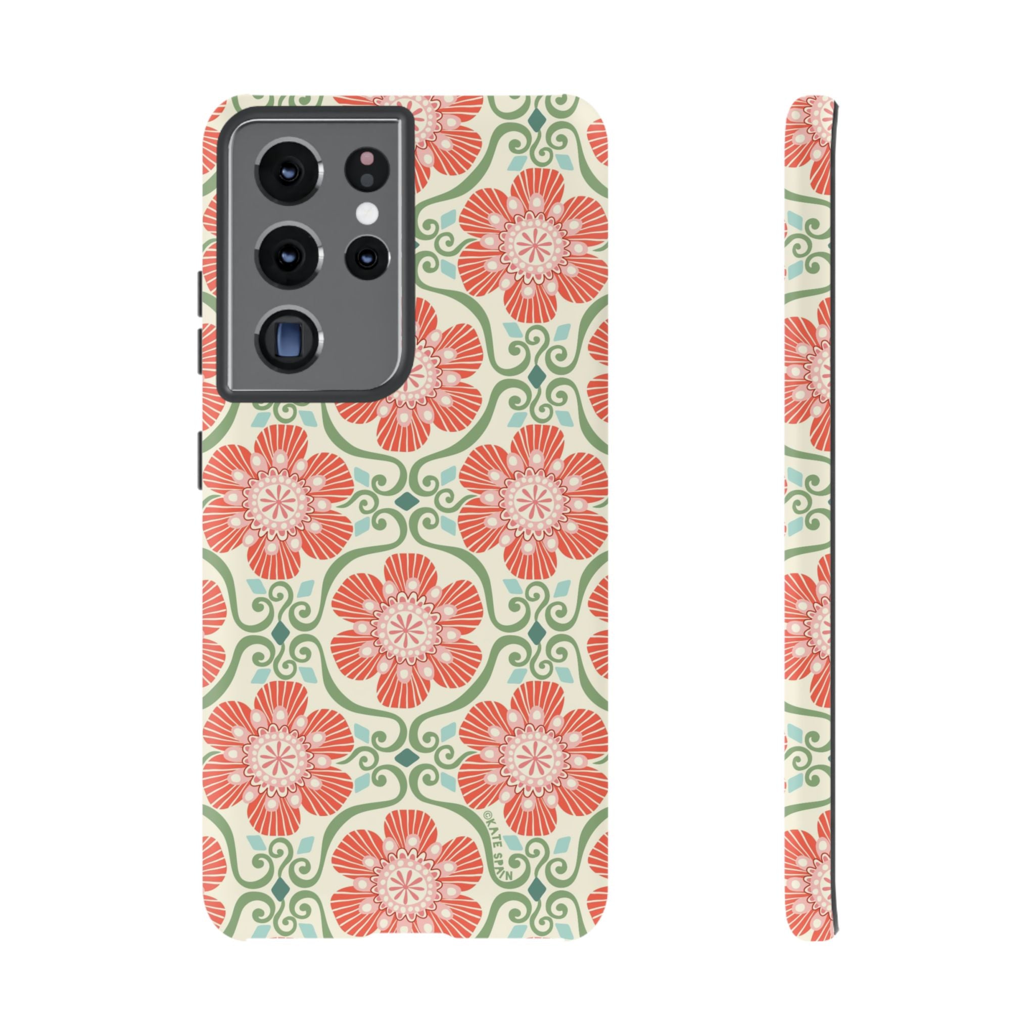 Luxury Barcelona Flowers Samsung Galaxy S21 Ultra Case – Matte | cream, coral, sage botanical floral print