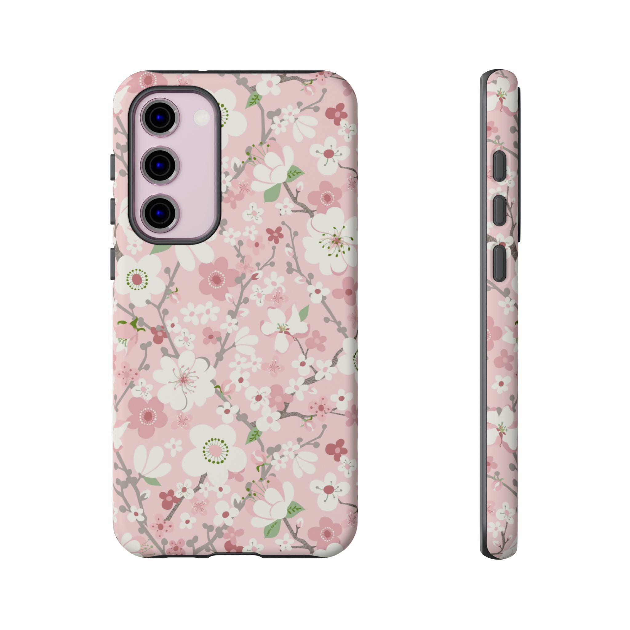 Luxury Pink Cherry Blossom Samsung Galaxy S23 Plus Case – Matte | pink, white, cherry blossom floral print