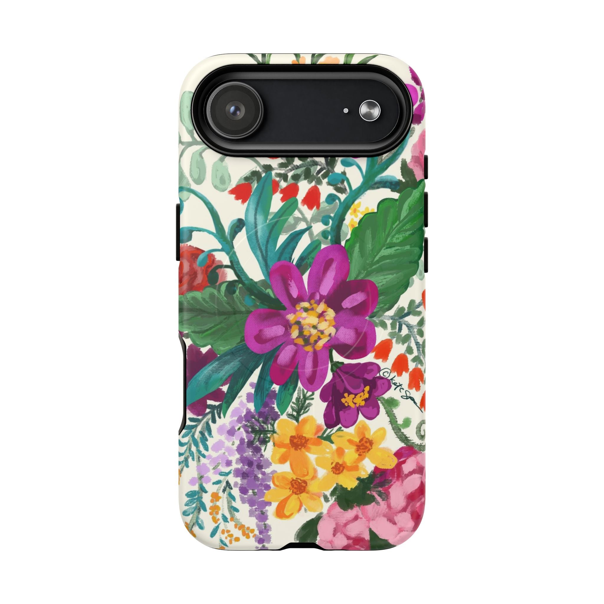 Posy MagSafe iPhone 17 Air Case – Matte | cream, magenta, coral botanical floral print