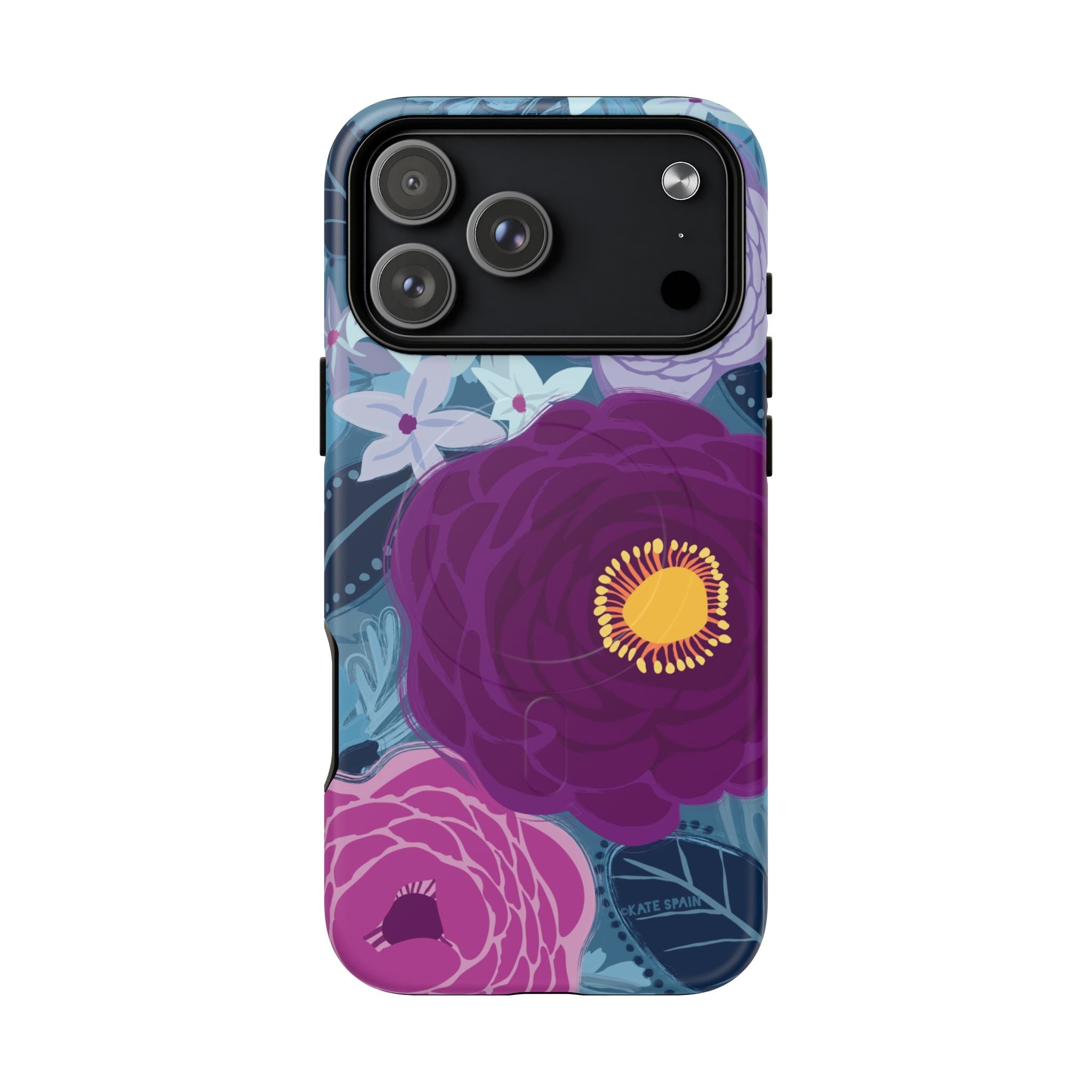 Bloomerie Violet MagSafe iPhone 17 Pro Max Case – Matte | navy, purple, magenta botanical peony floral print