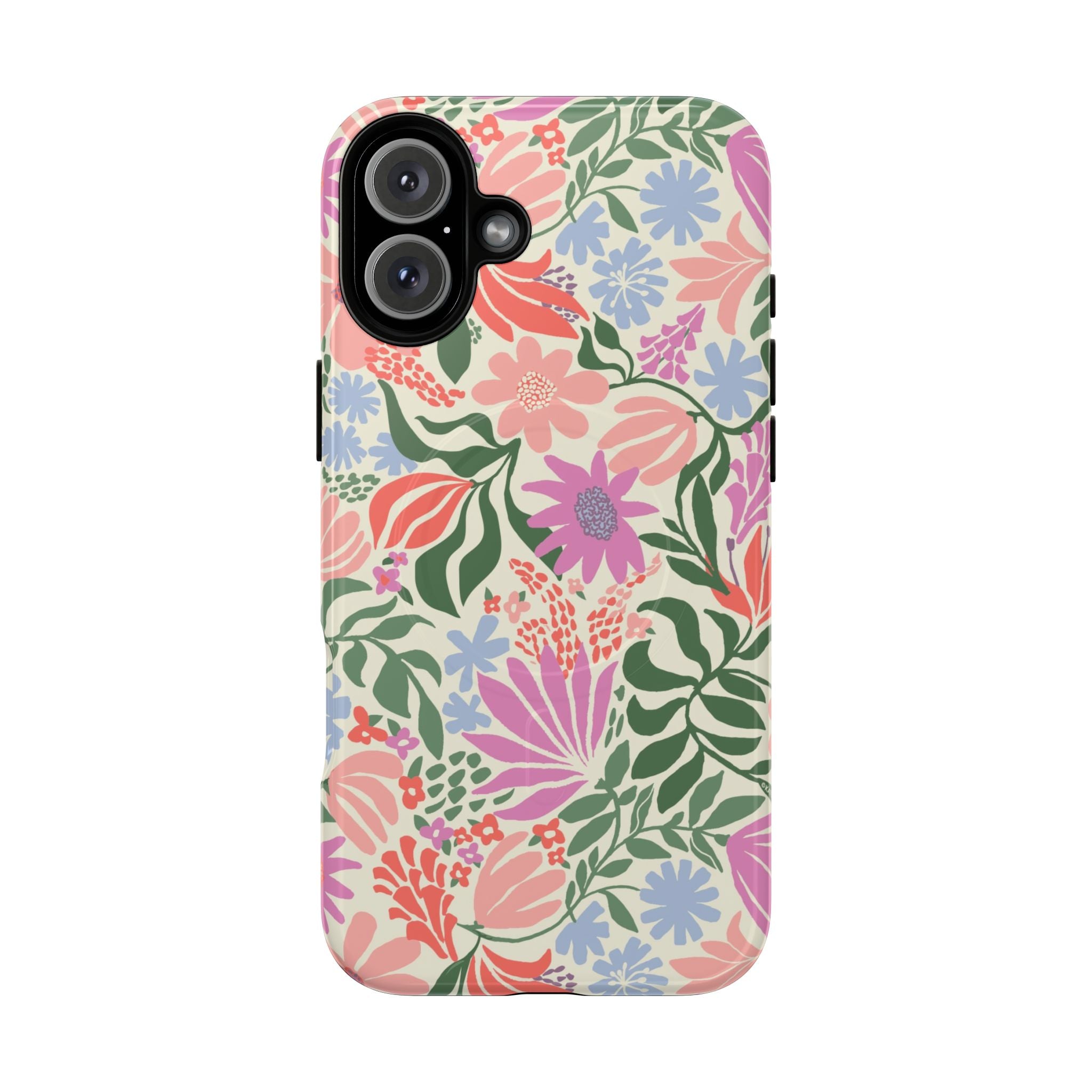 Botanica Pastel MagSafe iPhone 16 Plus Case – Glossy | blush, lavender, sage pastel botanical wildflower print